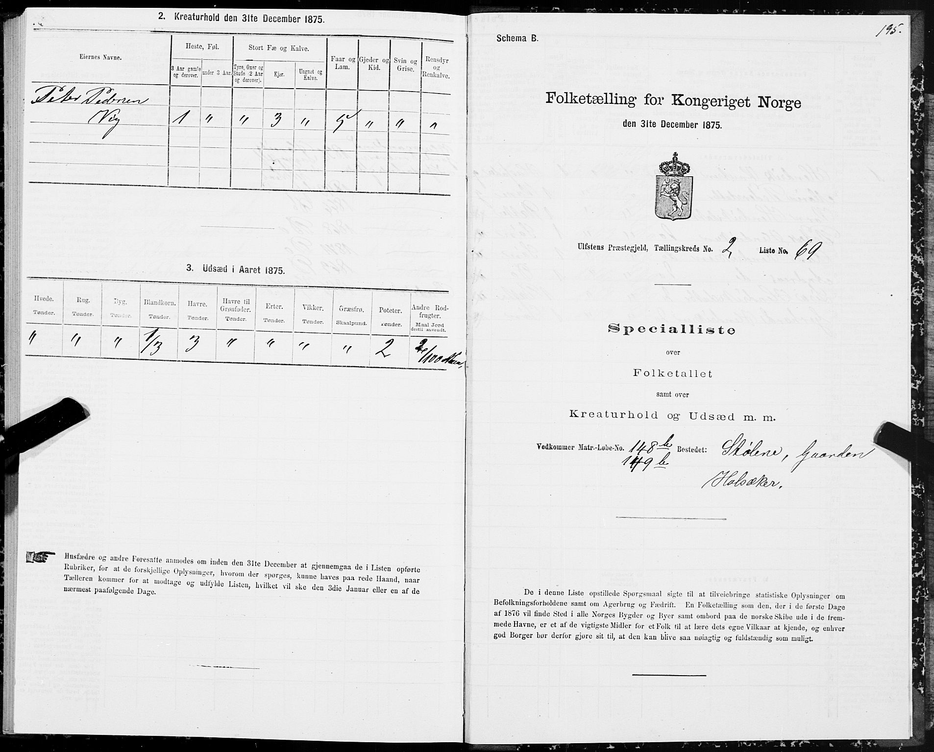 SAT, 1875 census for 1516P Ulstein, 1875, p. 1195