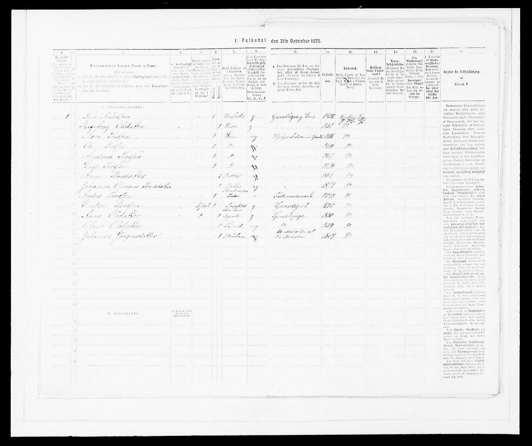 SAB, 1875 census for 1429P Ytre Holmedal, 1875, p. 1147