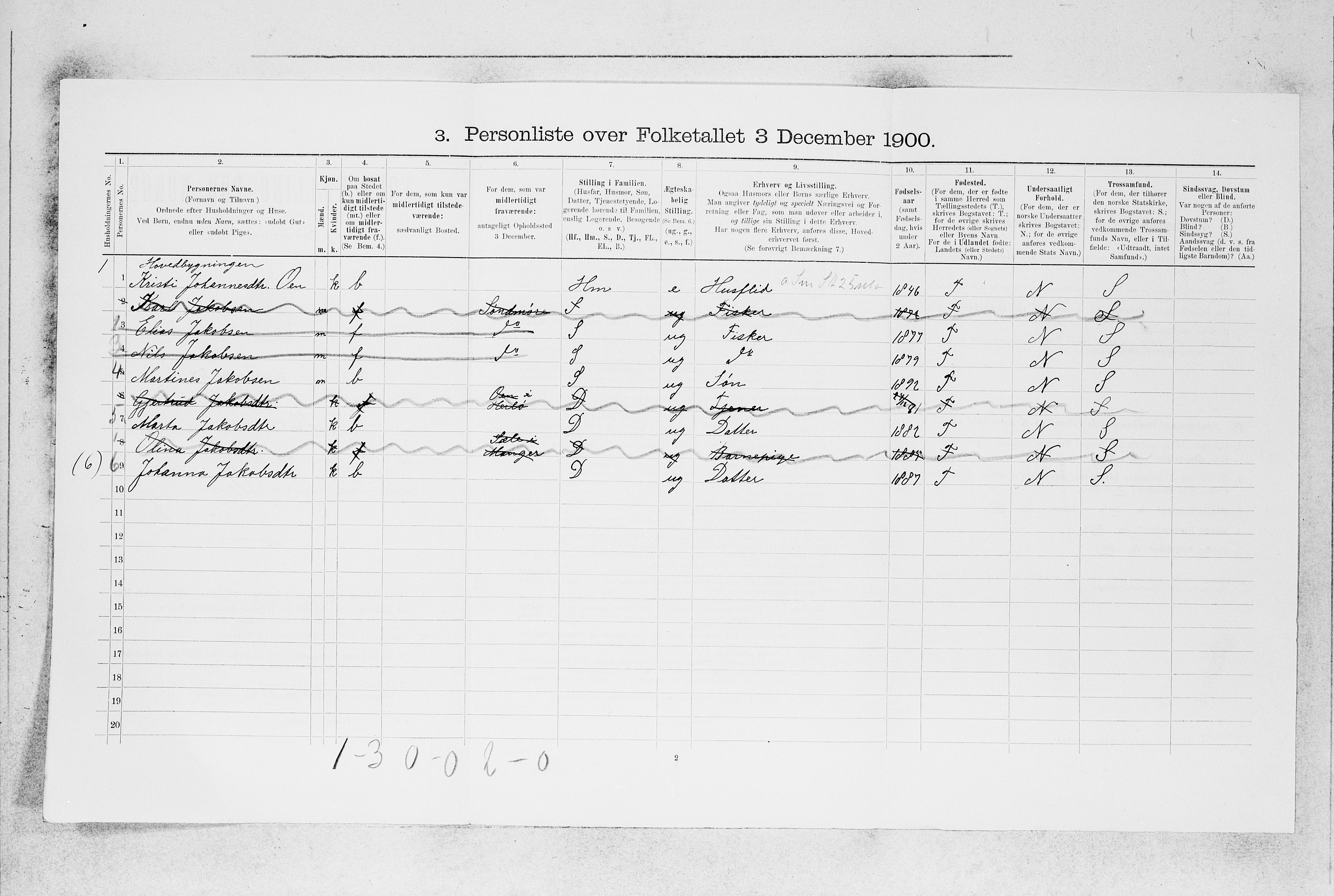 SAB, 1900 census for Herdla, 1900, p. 955