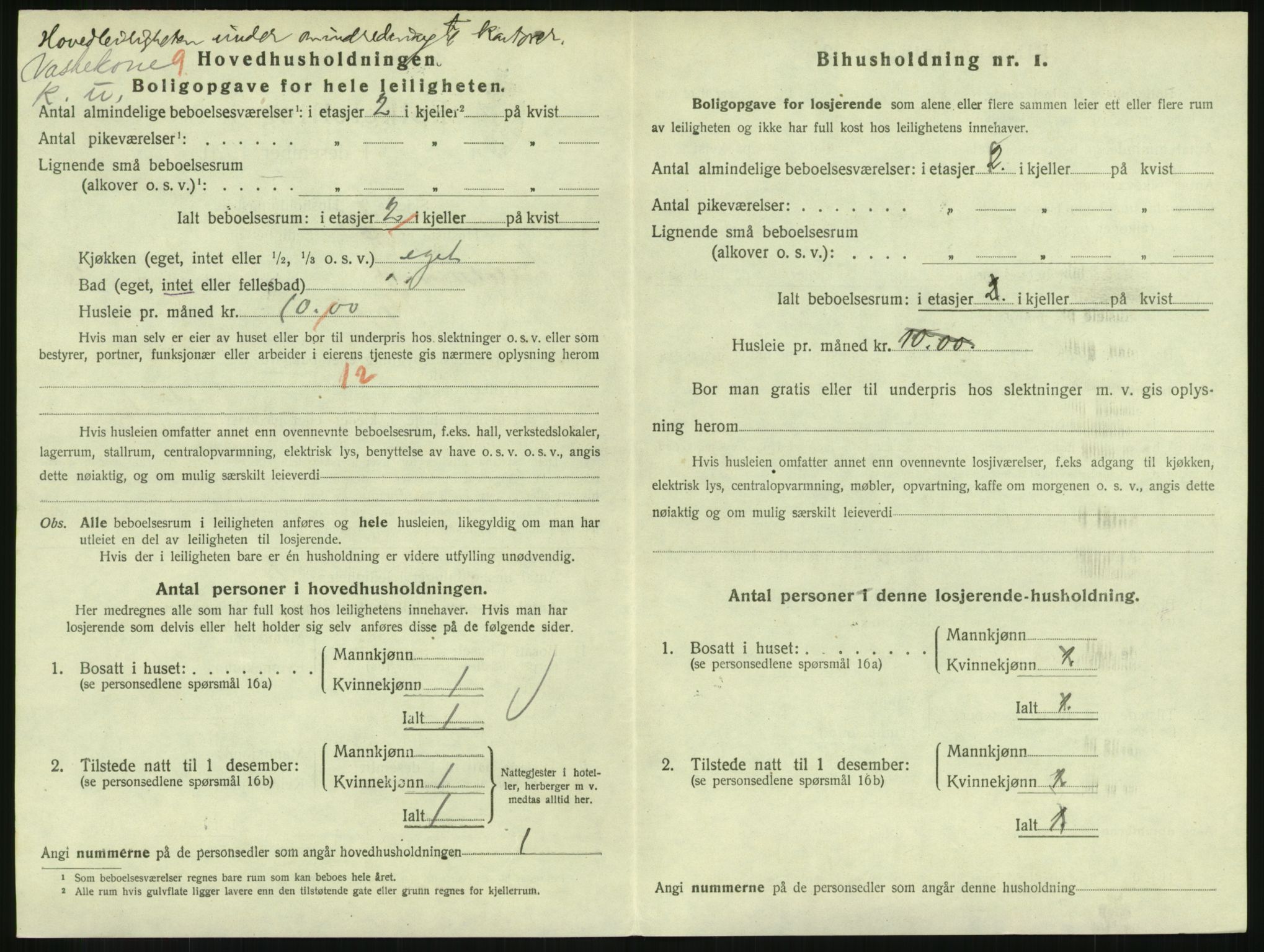 SAH, 1920 census for Lillehammer, 1920, p. 2567