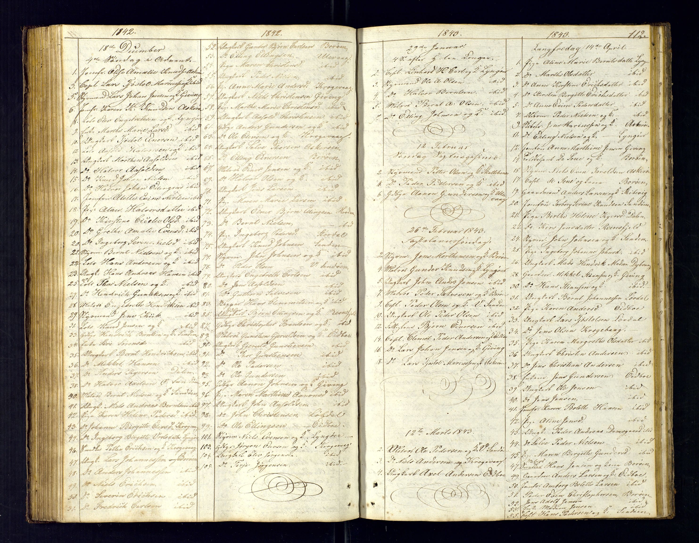 Dypvåg sokneprestkontor, AV/SAK-1111-0007/F/Fc/Fca/L0002: Communicants register no. C-2, 1831-1848, p. 112