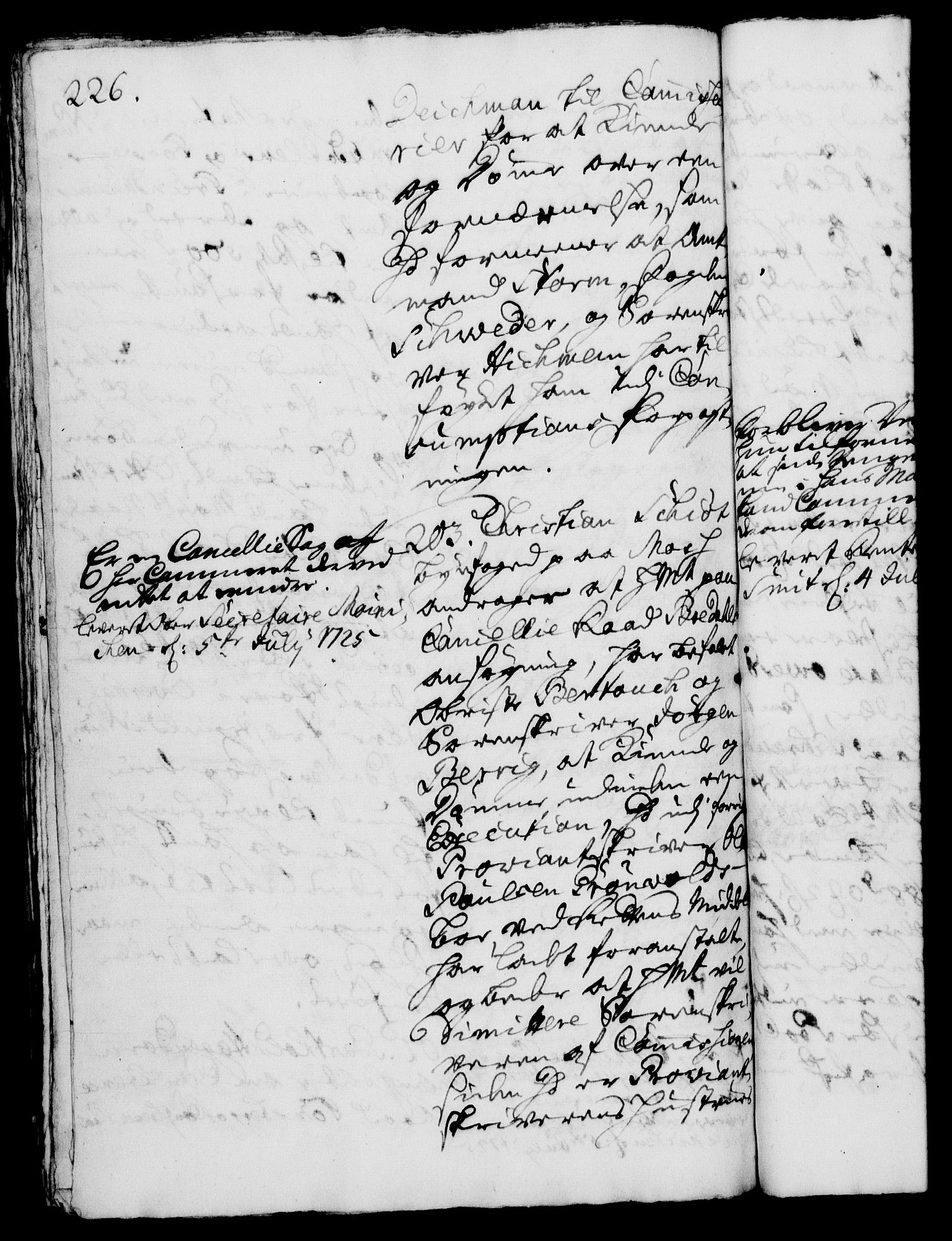 Rentekammeret, Kammerkanselliet, AV/RA-EA-3111/G/Gh/Gha/L0007: Norsk ekstraktmemorialprotokoll (merket RK 53.52), 1724-1725, p. 226