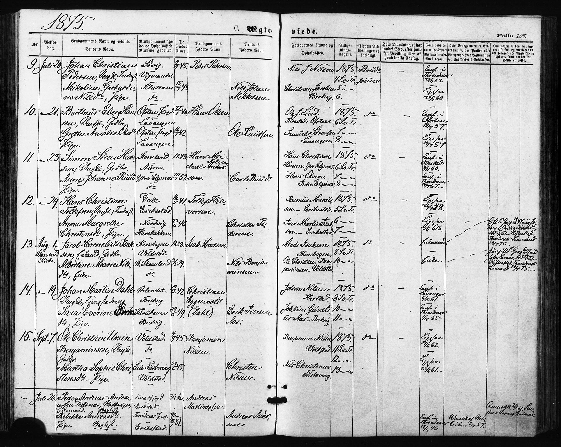 Trondenes sokneprestkontor, AV/SATØ-S-1319/H/Ha/L0013kirke: Parish register (official) no. 13, 1870-1878, p. 208