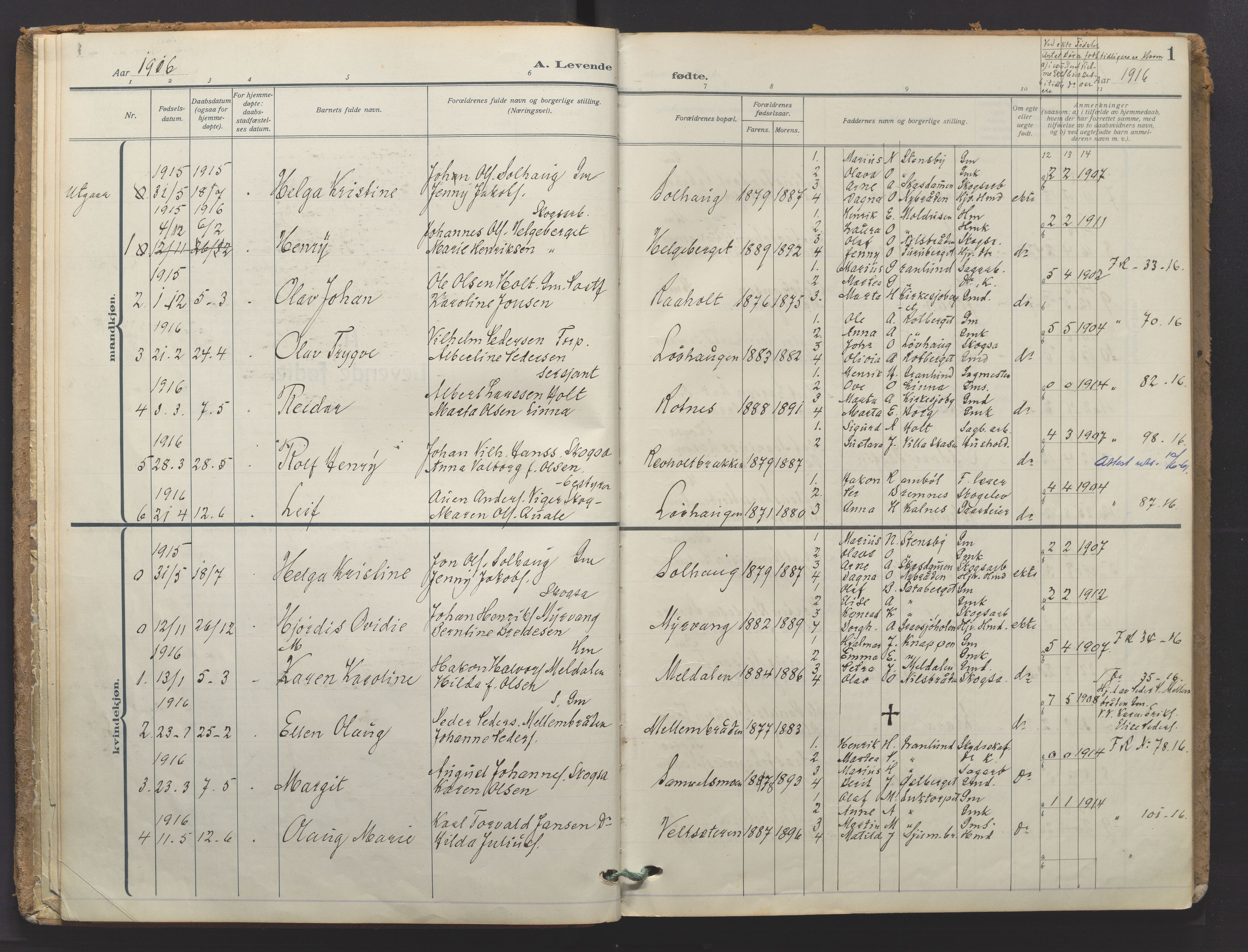 Grue prestekontor, AV/SAH-PREST-036/H/Ha/Haa/L0016: Parish register (official) no. 16, 1916-1947, p. 1