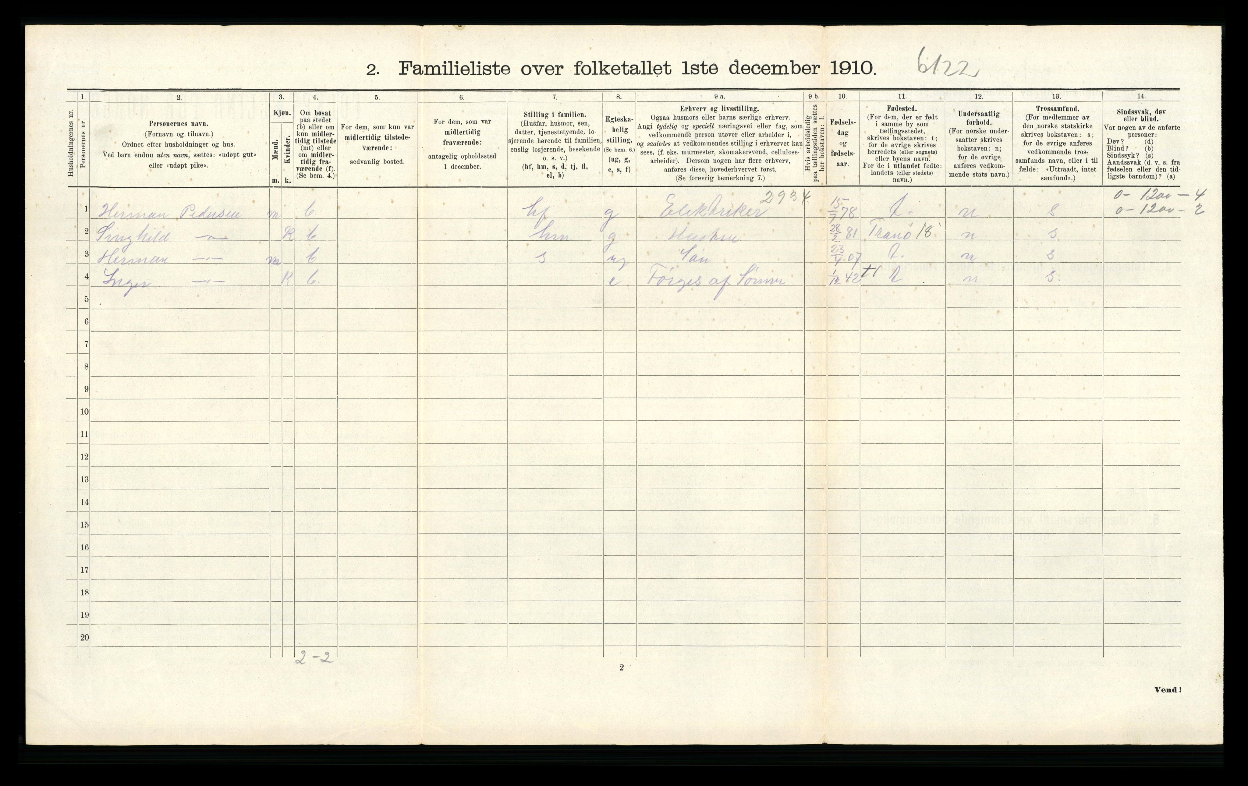 RA, 1910 census for Skien, 1910, p. 7301