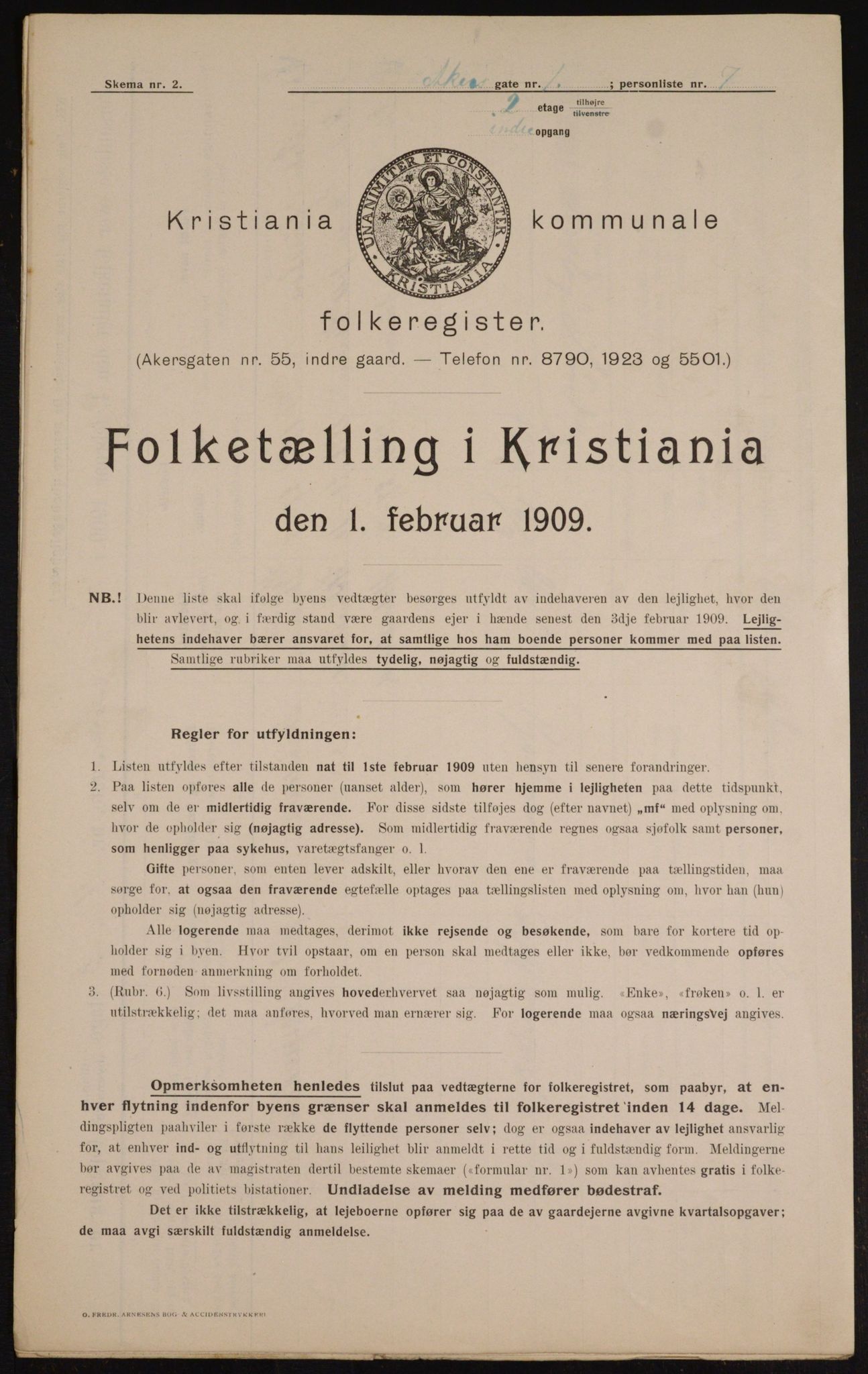 OBA, Municipal Census 1909 for Kristiania, 1909, p. 295