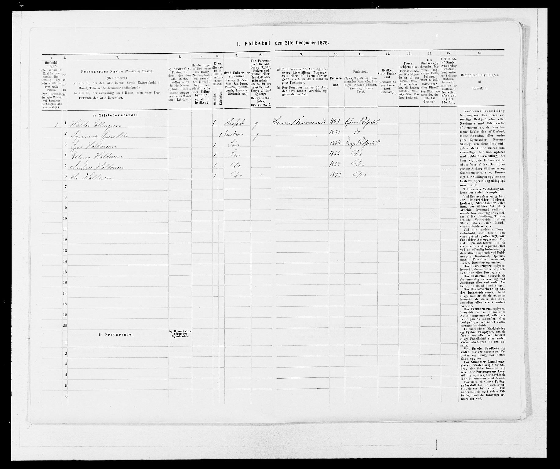 SAB, 1875 census for 1236P Vossestrand, 1875, p. 24