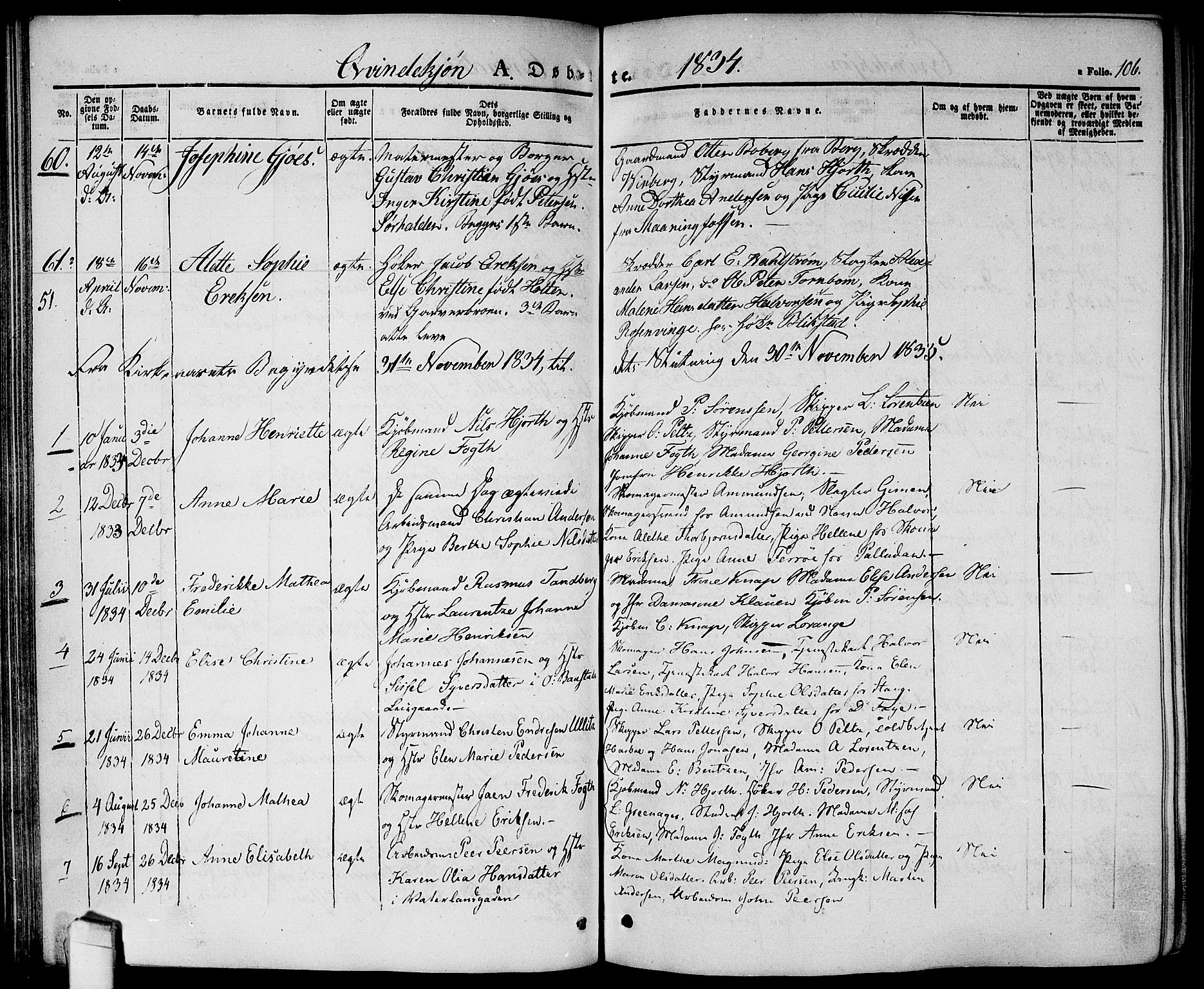 Halden prestekontor Kirkebøker, AV/SAO-A-10909/G/Ga/L0003: Parish register (copy) no. 3, 1834-1844, p. 106