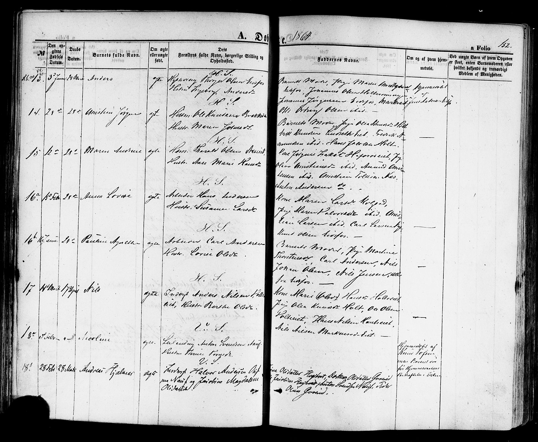 Hof kirkebøker, AV/SAKO-A-64/F/Fa/L0006: Parish register (official) no. I 6, 1851-1877, p. 152