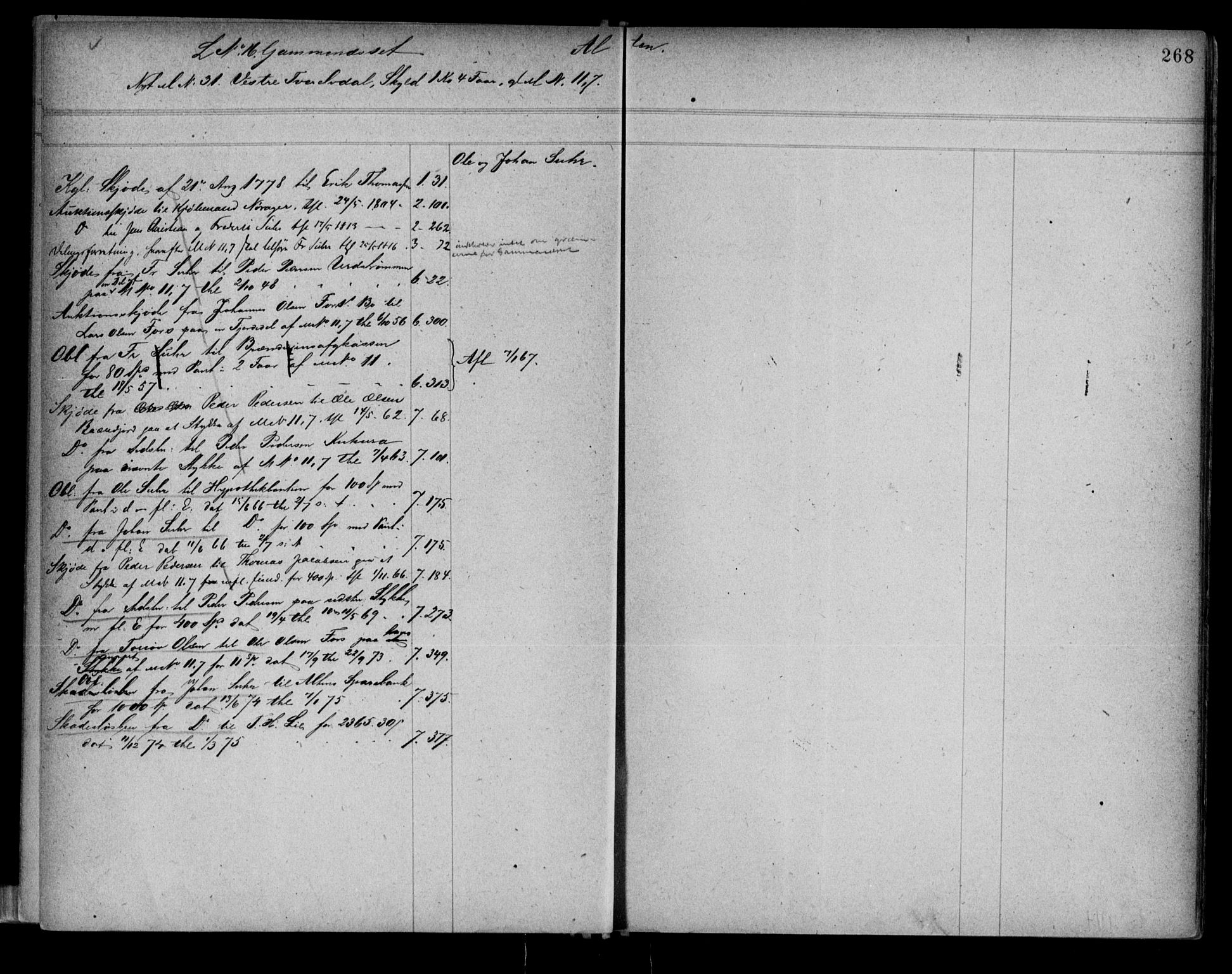 Alta fogderi/sorenskriveri, SATØ/SATØ-5/1/K/Kb/Kba/L0007pantereg: Mortgage register no. 7, 1776, p. 268