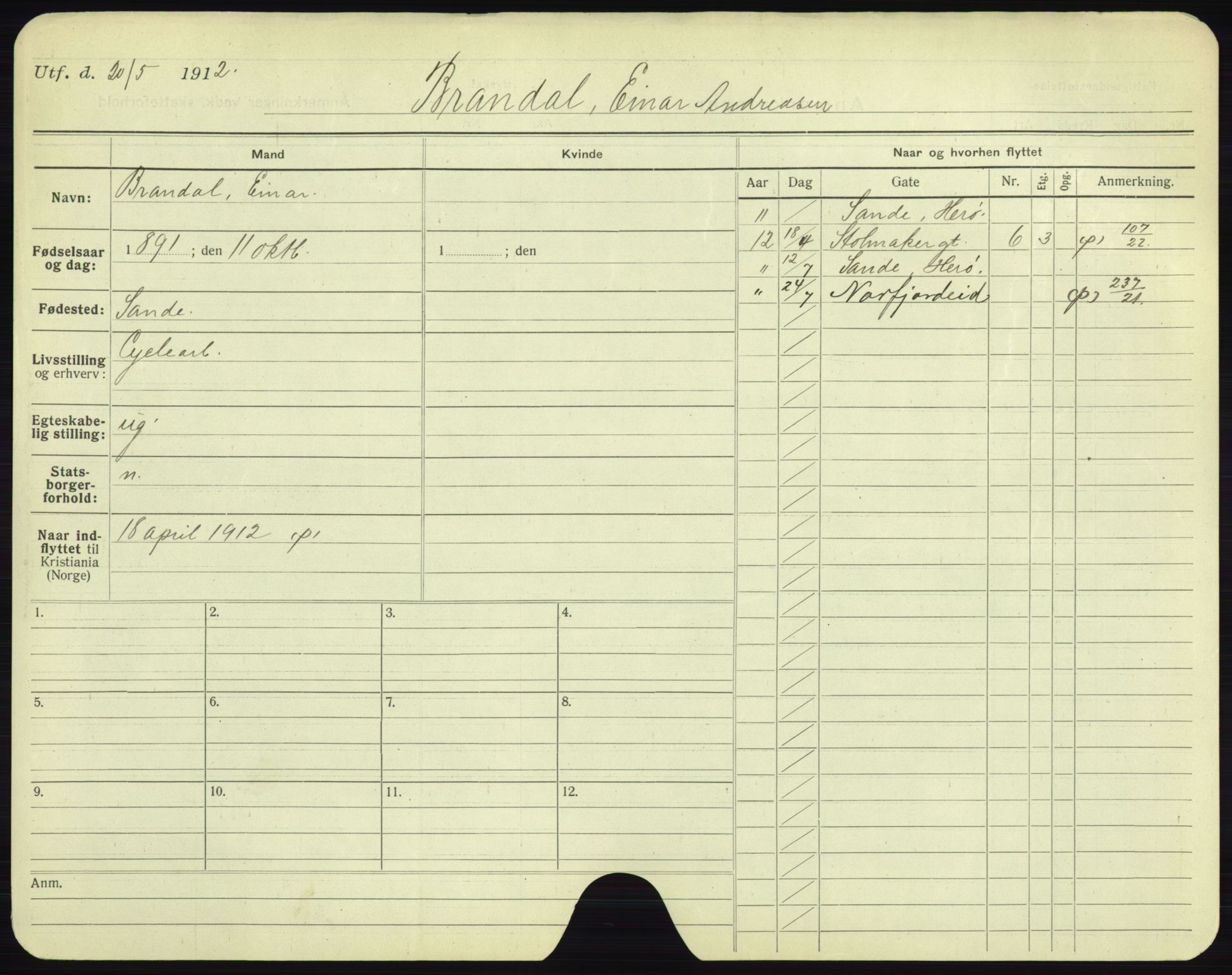 Oslo folkeregister, Registerkort, AV/SAO-A-11715/F/Fa/Fac/L0002: Menn, 1906-1914, p. 202a