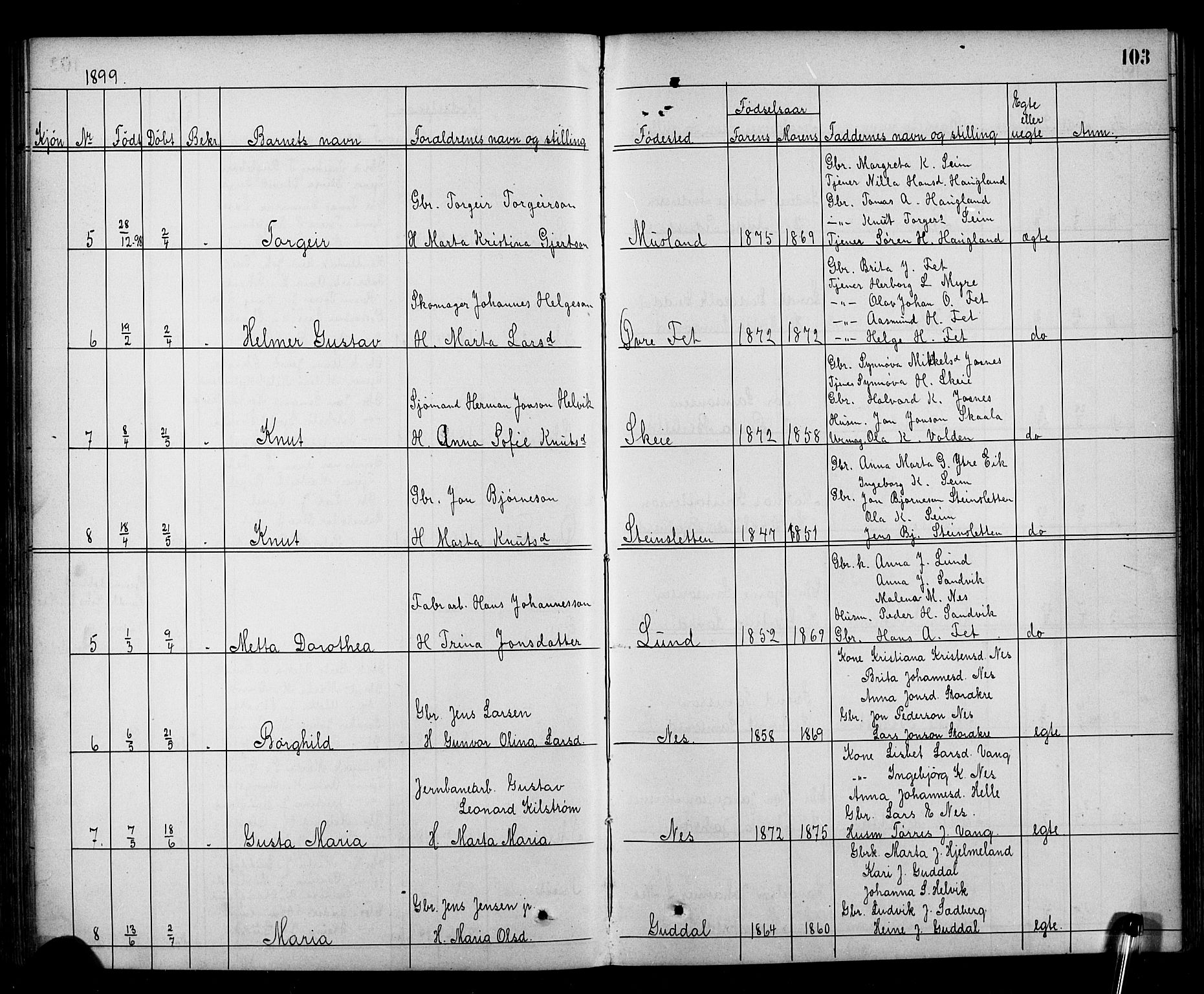 Kvinnherad sokneprestembete, SAB/A-76401/H/Hab: Parish register (copy) no. A 2, 1873-1900, p. 103