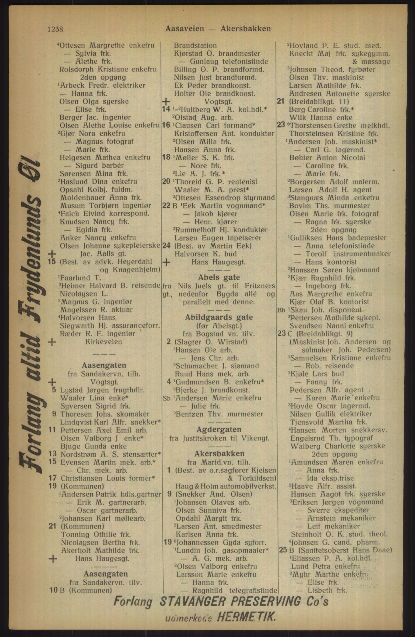 Kristiania/Oslo adressebok, PUBL/-, 1915, p. 1238