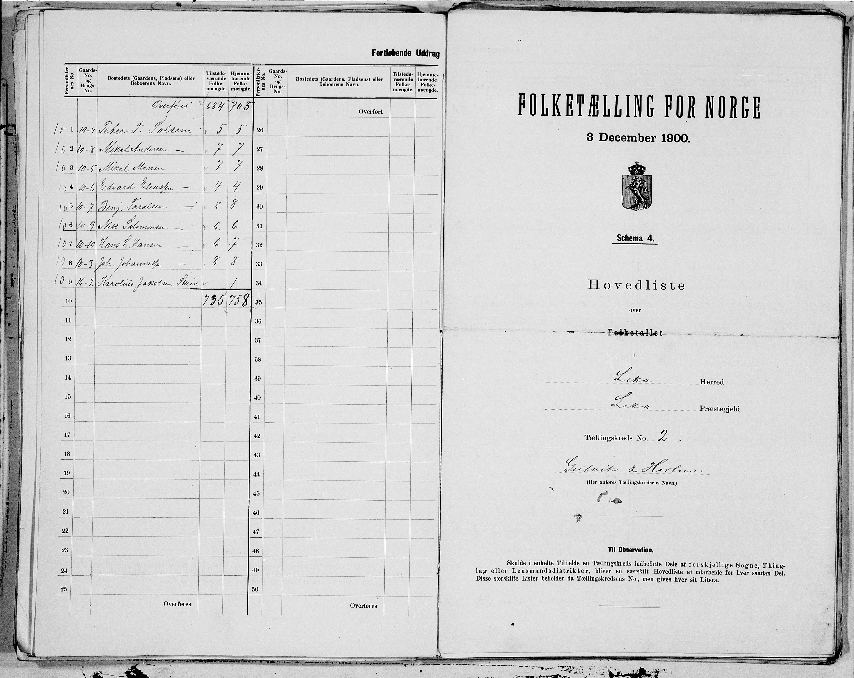 SAT, 1900 census for Leka, 1900, p. 5