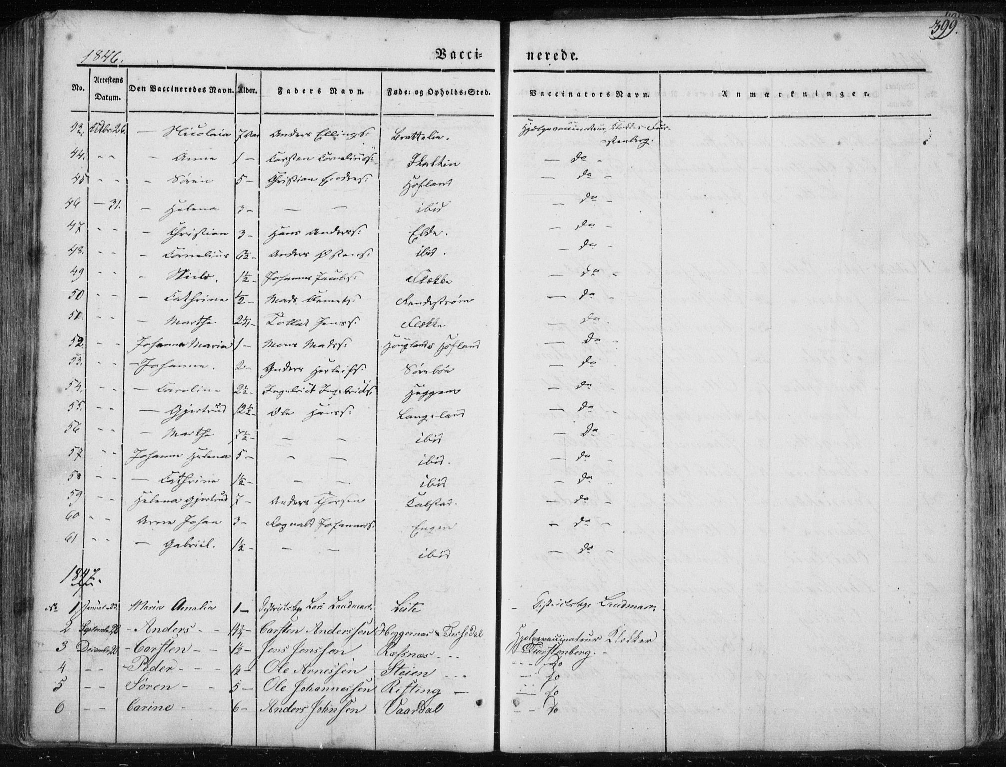 Fjaler sokneprestembete, SAB/A-79801/H/Haa/Haaa/L0006: Parish register (official) no. A 6, 1835-1884, p. 399