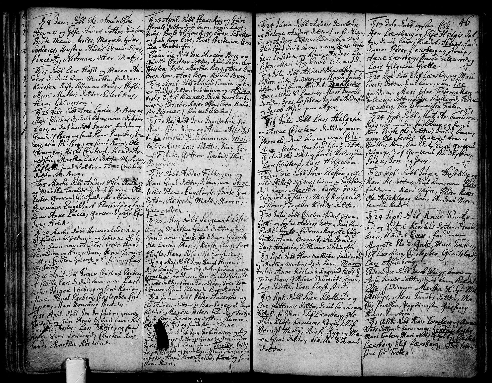 Sem kirkebøker, SAKO/A-5/F/Fa/L0001: Parish register (official) no. I 1, 1702-1763, p. 46