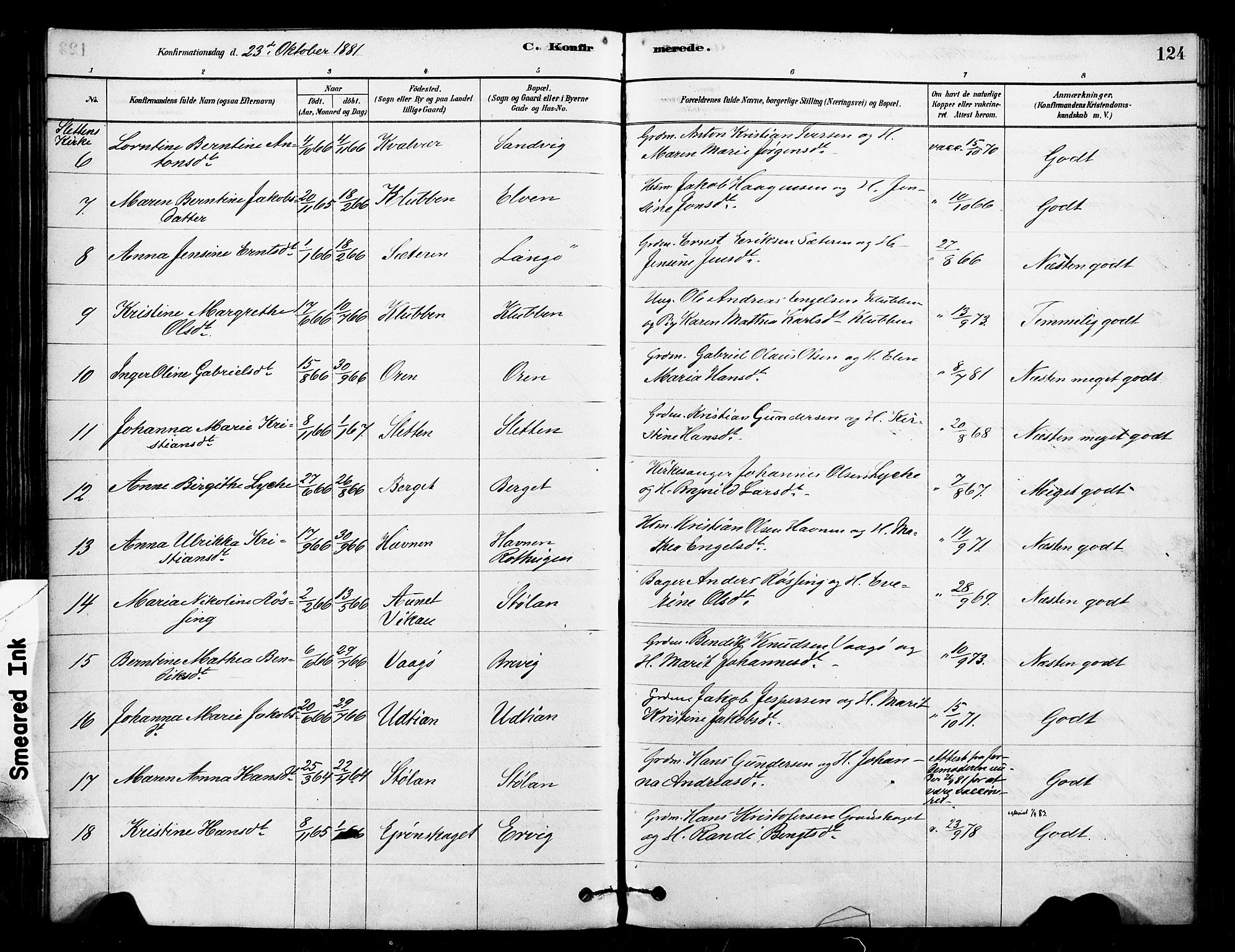 Ministerialprotokoller, klokkerbøker og fødselsregistre - Sør-Trøndelag, AV/SAT-A-1456/640/L0578: Parish register (official) no. 640A03, 1879-1889, p. 124