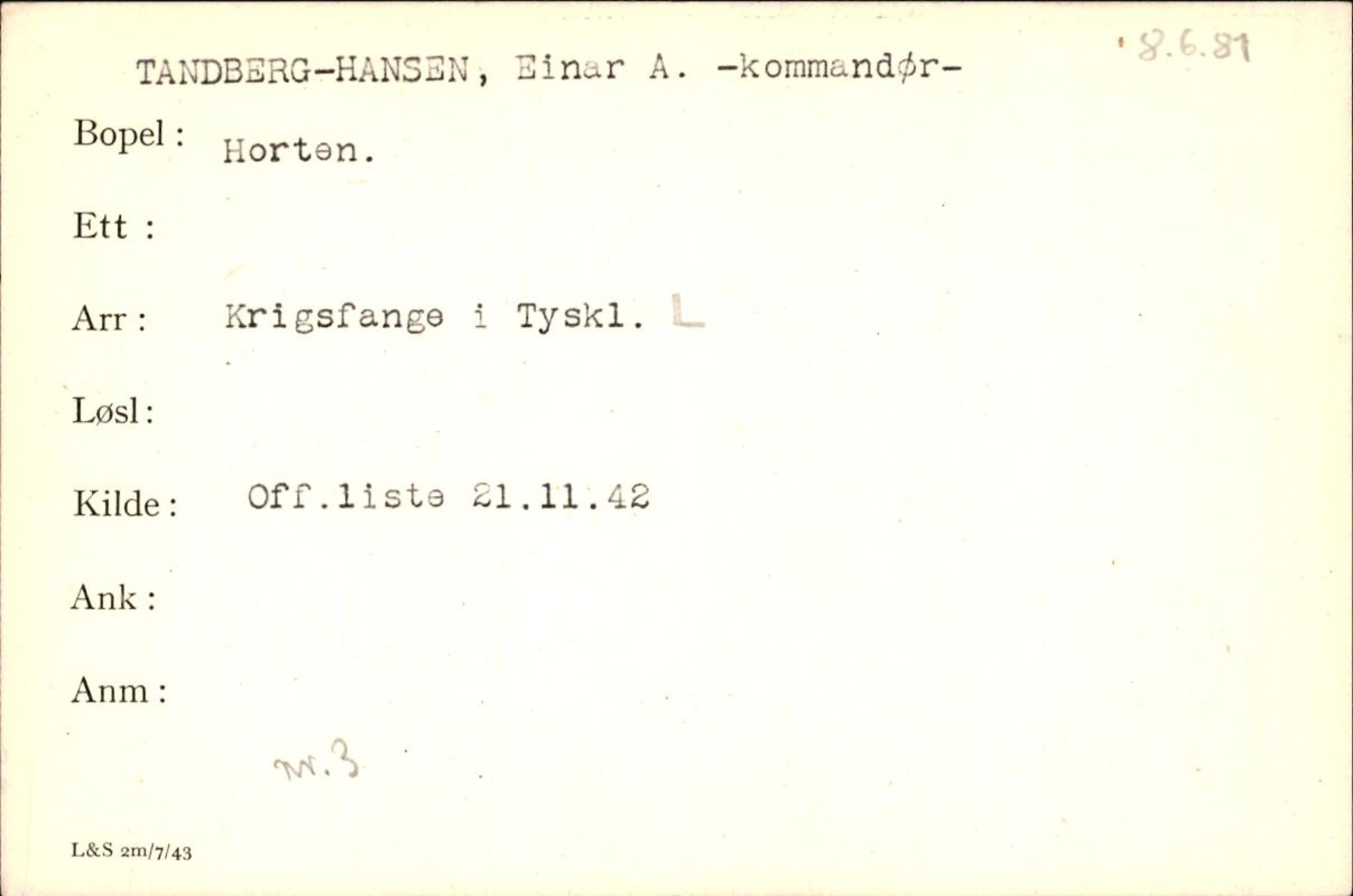 Forsvaret, Forsvarets krigshistoriske avdeling, AV/RA-RAFA-2017/Y/Yf/L0200: II-C-11-2102  -  Norske krigsfanger i Tyskland, 1940-1945, p. 1041