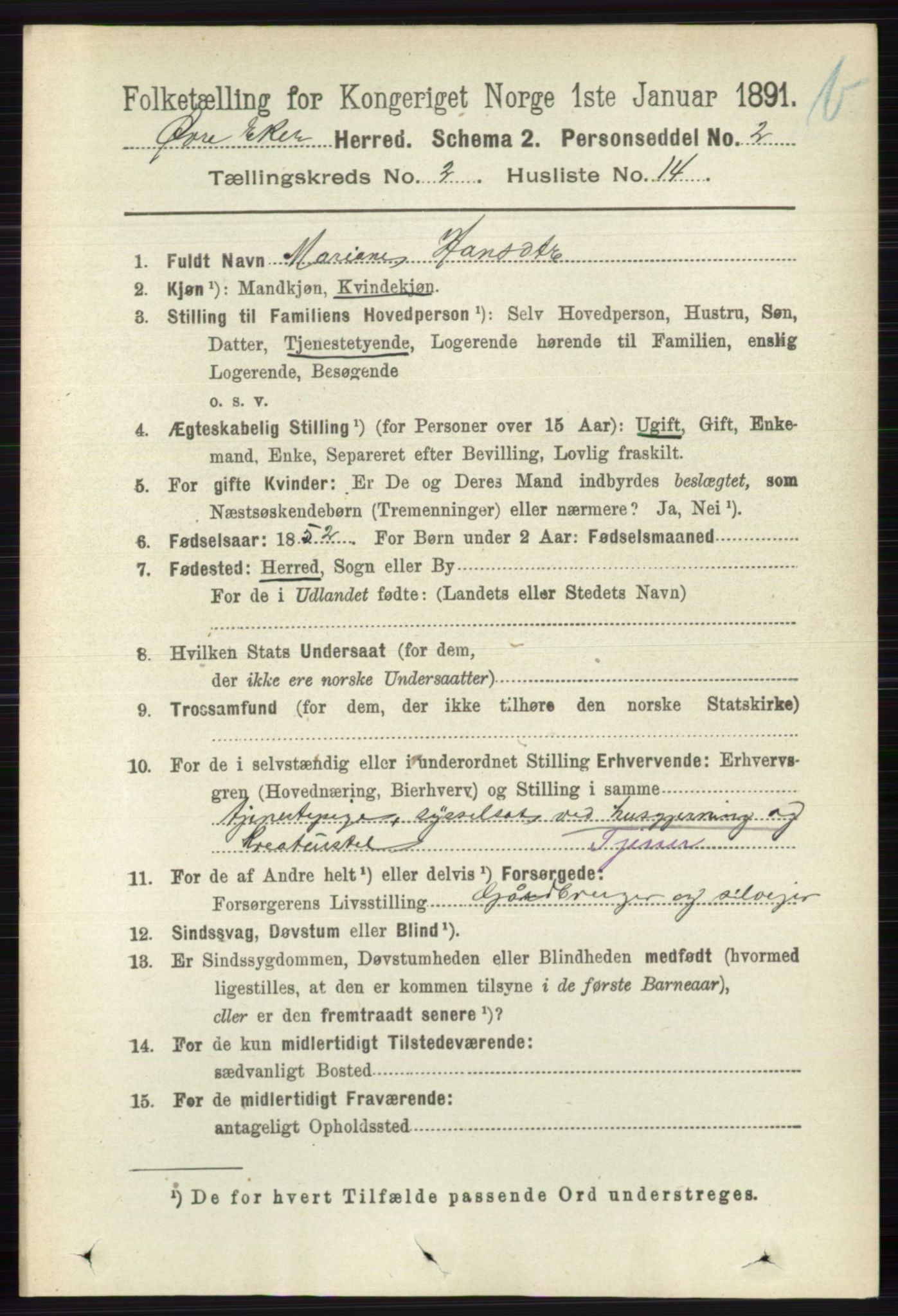 RA, 1891 census for 0624 Øvre Eiker, 1891, p. 8543