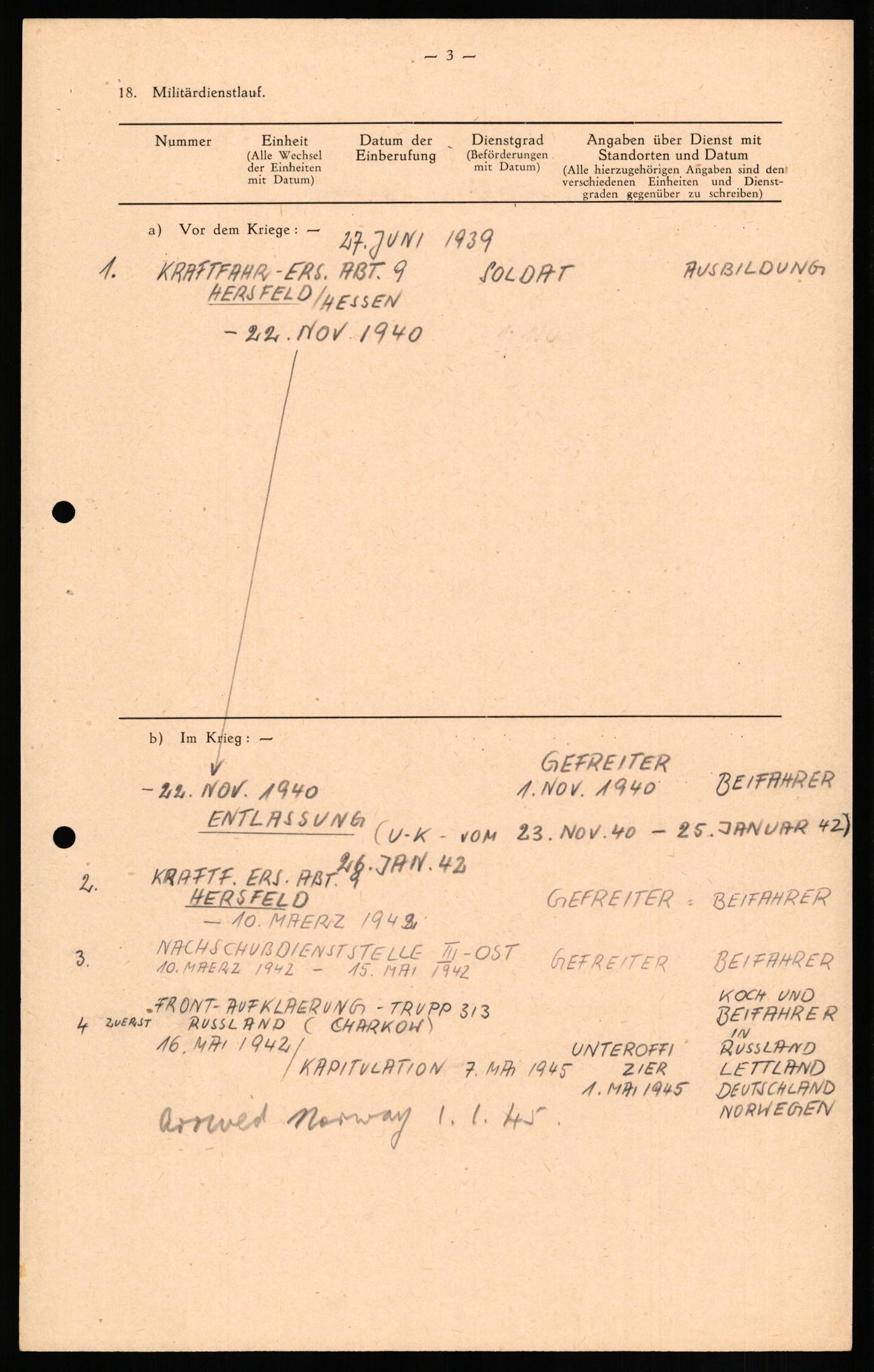 Forsvaret, Forsvarets overkommando II, AV/RA-RAFA-3915/D/Db/L0023: CI Questionaires. Tyske okkupasjonsstyrker i Norge. Tyskere., 1945-1946, p. 415