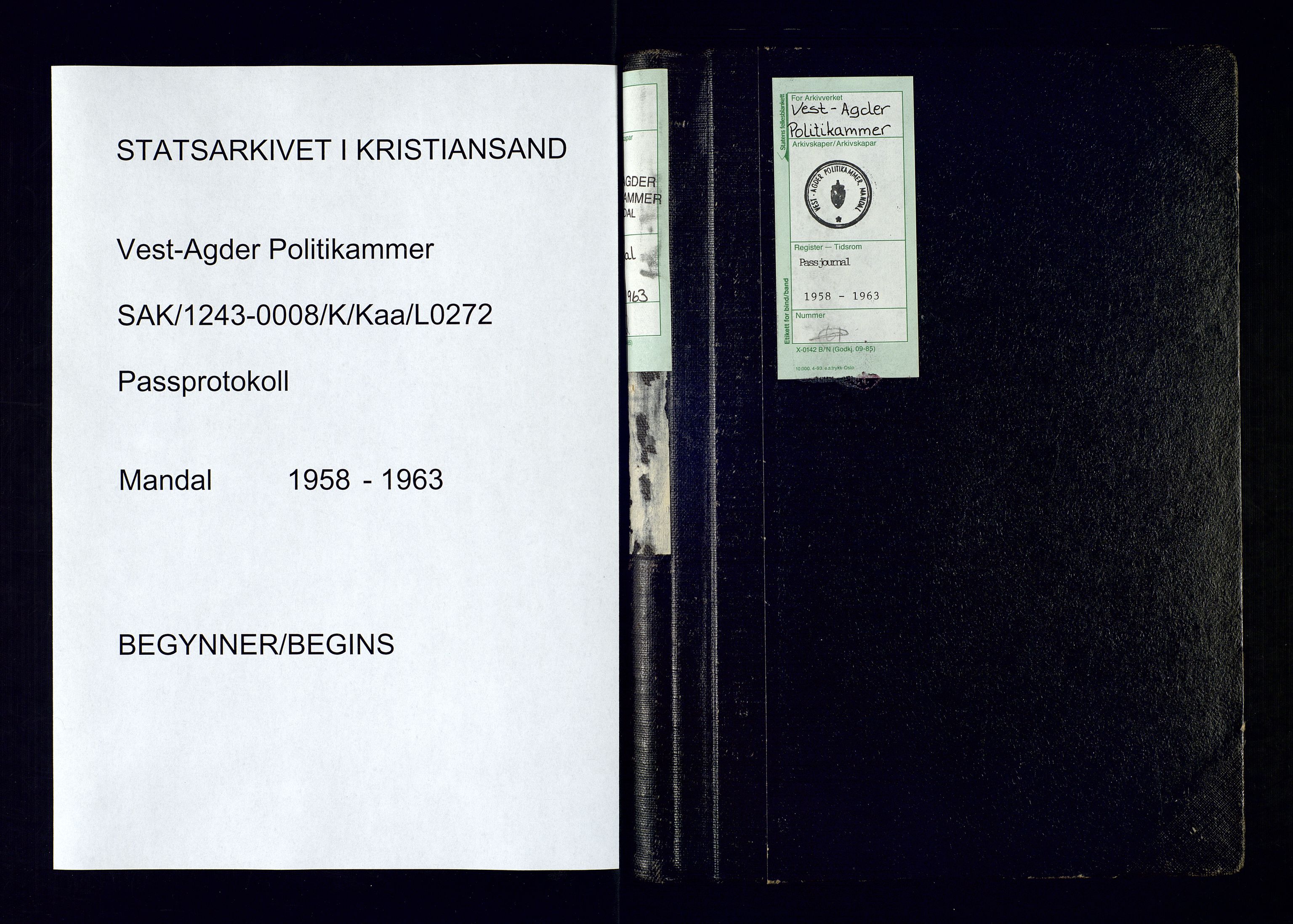 Vest-Agder politikammer, SAK/1243-0008/K/Kaa/L0272: Passjournal, 1958-1963
