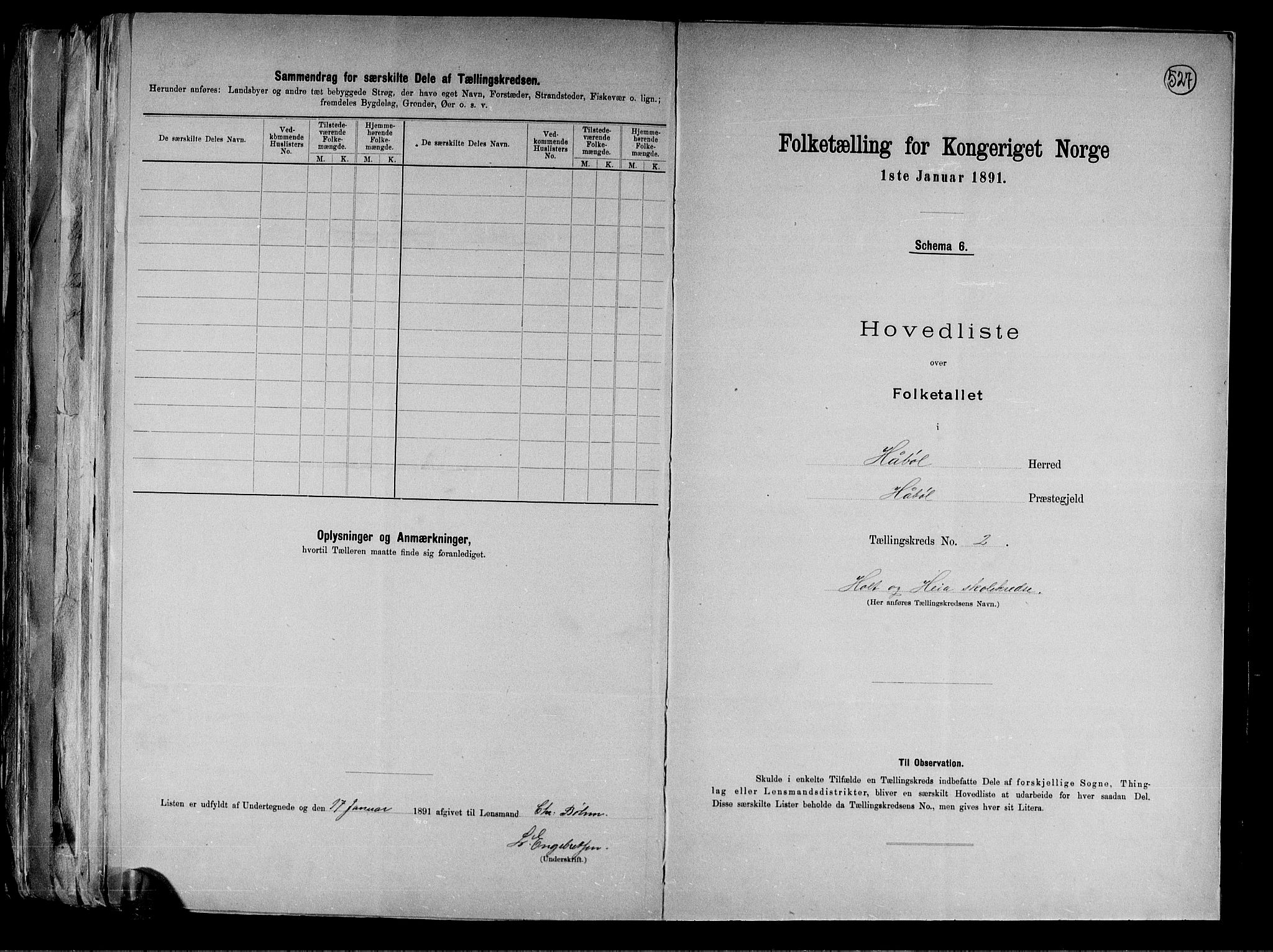 RA, 1891 census for 0138 Hobøl, 1891, p. 8
