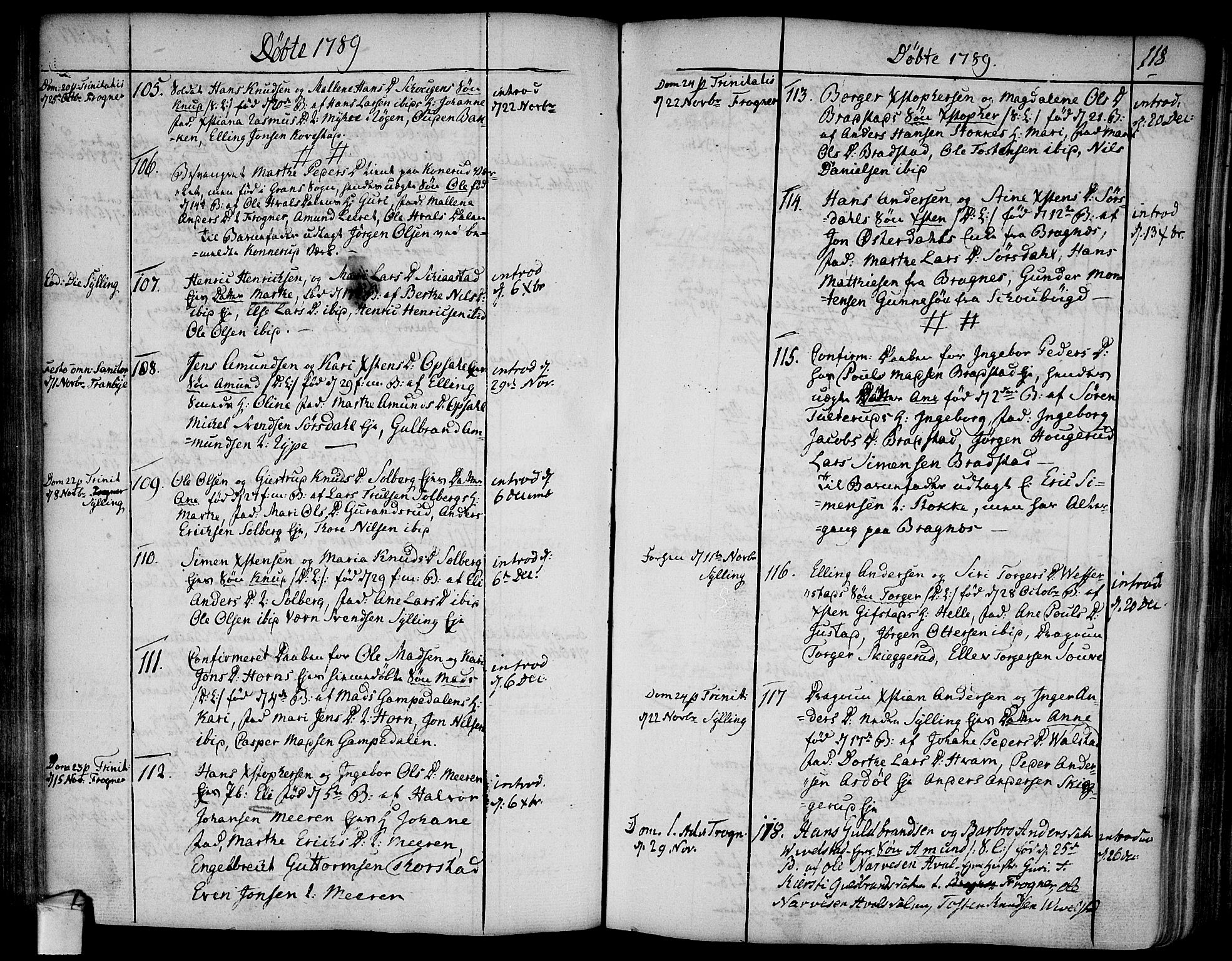 Lier kirkebøker, SAKO/A-230/F/Fa/L0006: Parish register (official) no. I 6, 1777-1794, p. 118