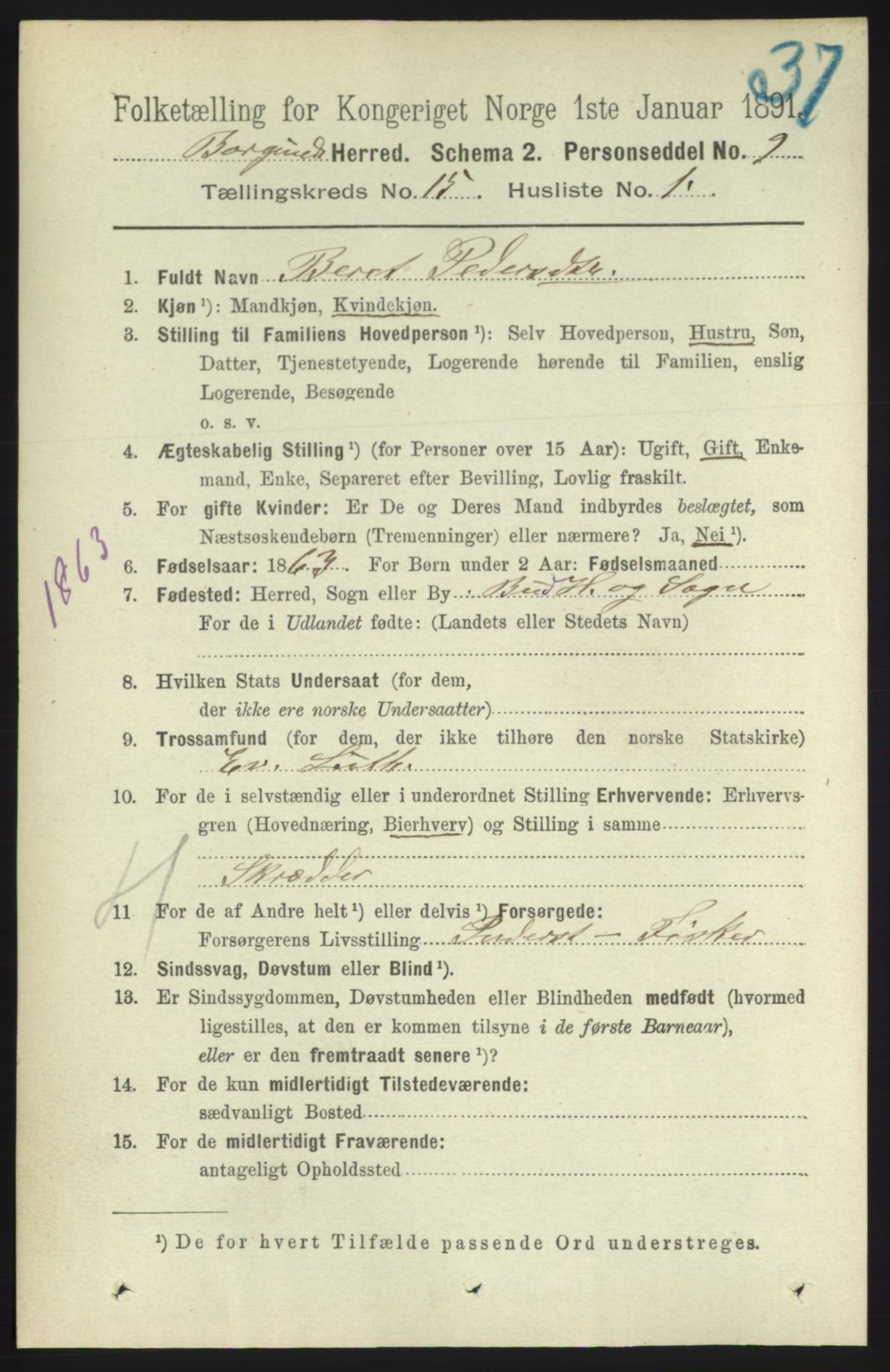 RA, 1891 census for 1531 Borgund, 1891, p. 4486