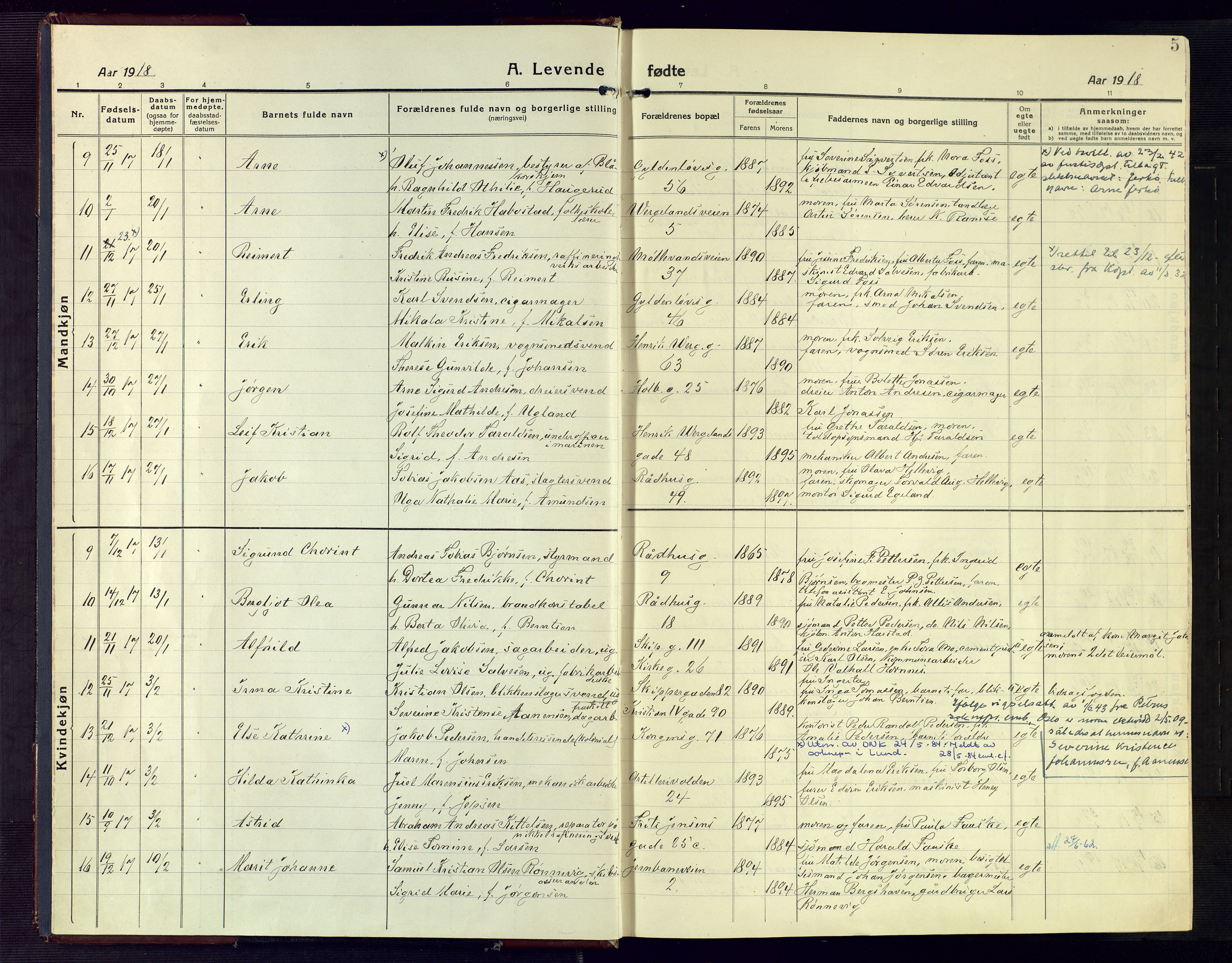 Kristiansand domprosti, AV/SAK-1112-0006/F/Fa/L0024: Parish register (official) no. A 23, 1918-1928, p. 5