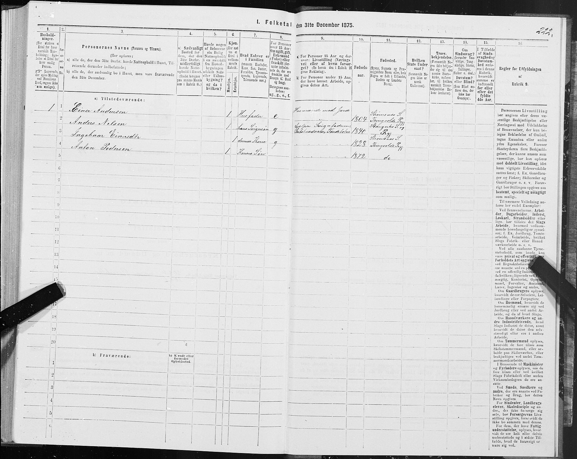 SAT, 1875 census for 1560P Tingvoll, 1875, p. 4222