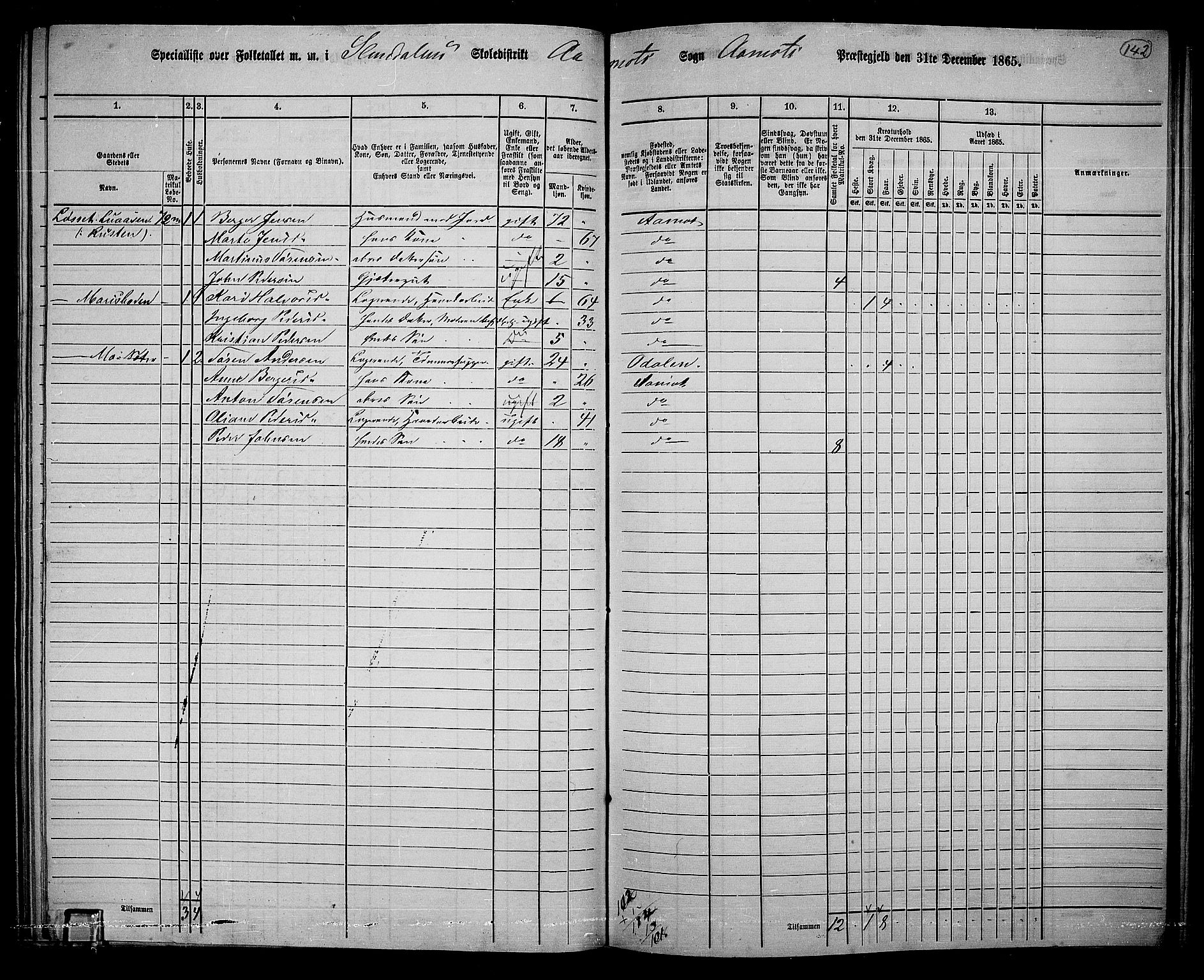 RA, 1865 census for Åmot, 1865, p. 126