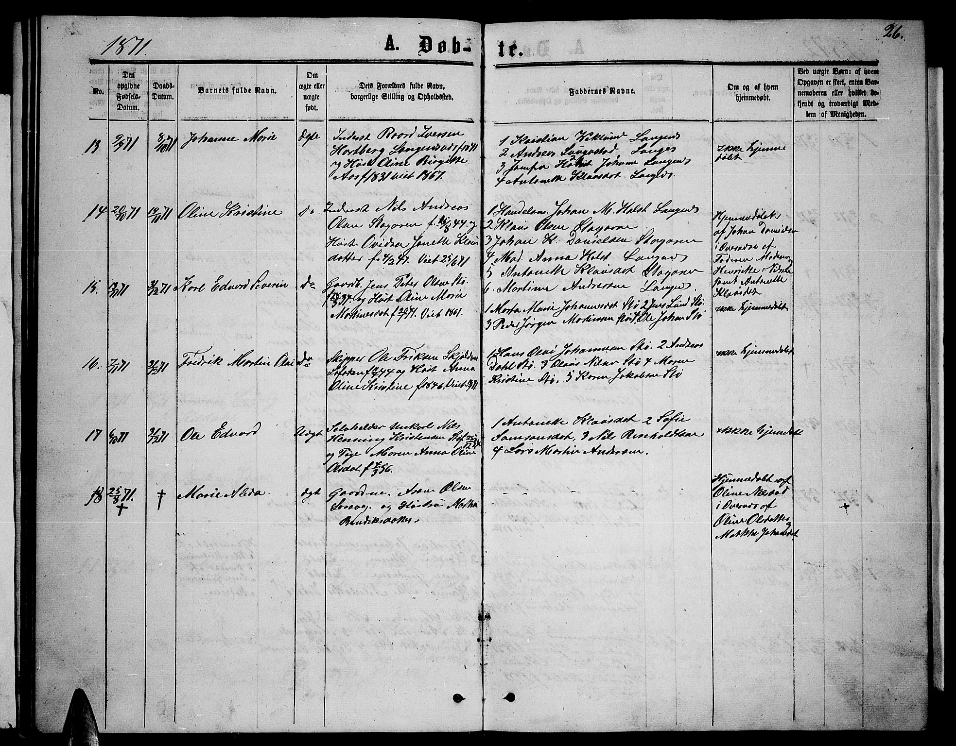 Ministerialprotokoller, klokkerbøker og fødselsregistre - Nordland, SAT/A-1459/894/L1358: Parish register (copy) no. 894C01, 1864-1877, p. 26