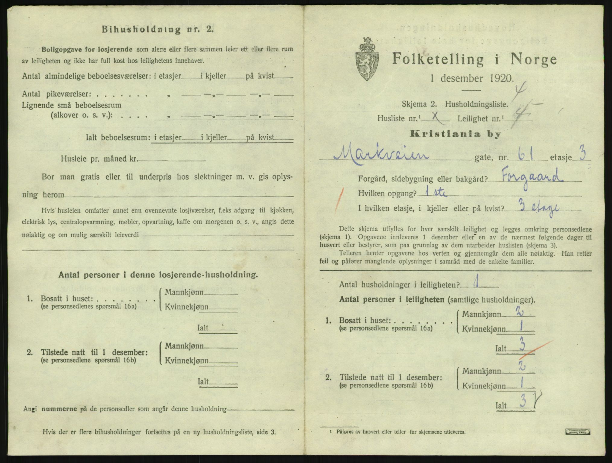 SAO, 1920 census for Kristiania, 1920, p. 65726