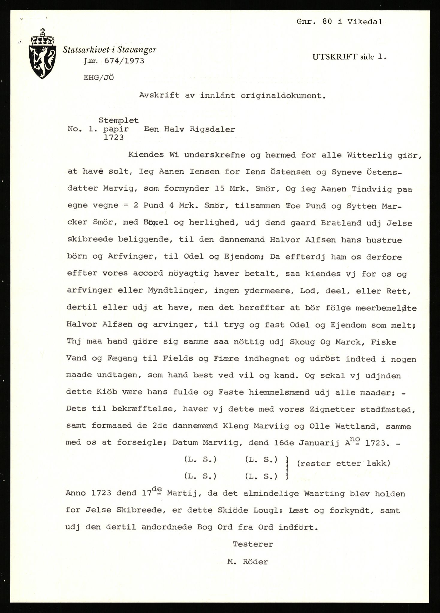 Statsarkivet i Stavanger, AV/SAST-A-101971/03/Y/Yj/L0011: Avskrifter sortert etter gårdsnavn: Bratland i Vikedal - Brommeland, 1750-1930, p. 48