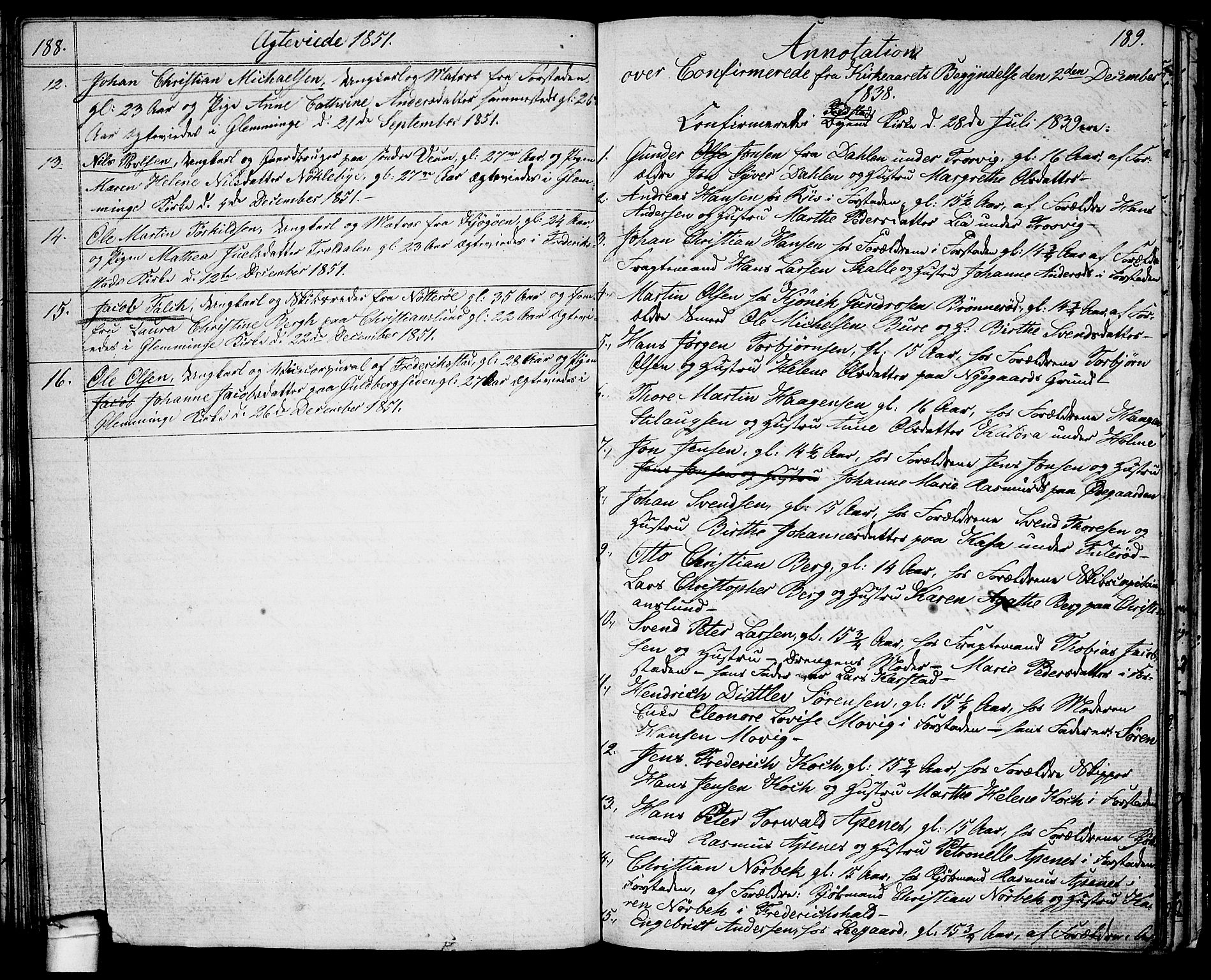 Glemmen prestekontor Kirkebøker, SAO/A-10908/G/Ga/L0002: Parish register (copy) no. 2, 1838-1851, p. 188-189