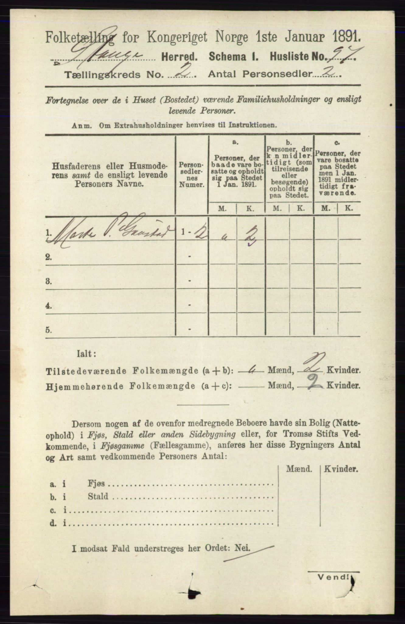 RA, 1891 census for 0417 Stange, 1891, p. 937