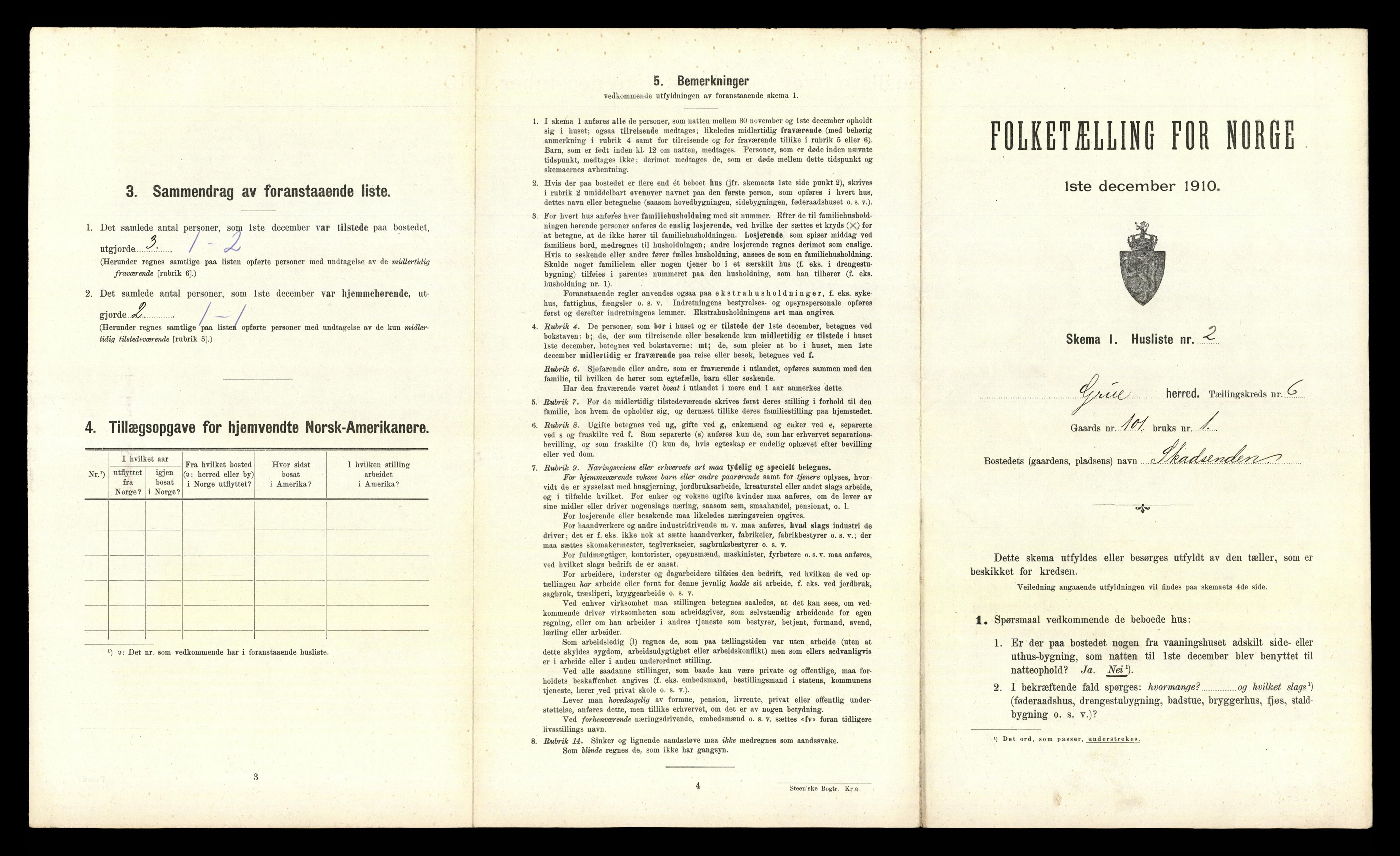 RA, 1910 census for Grue, 1910, p. 1071