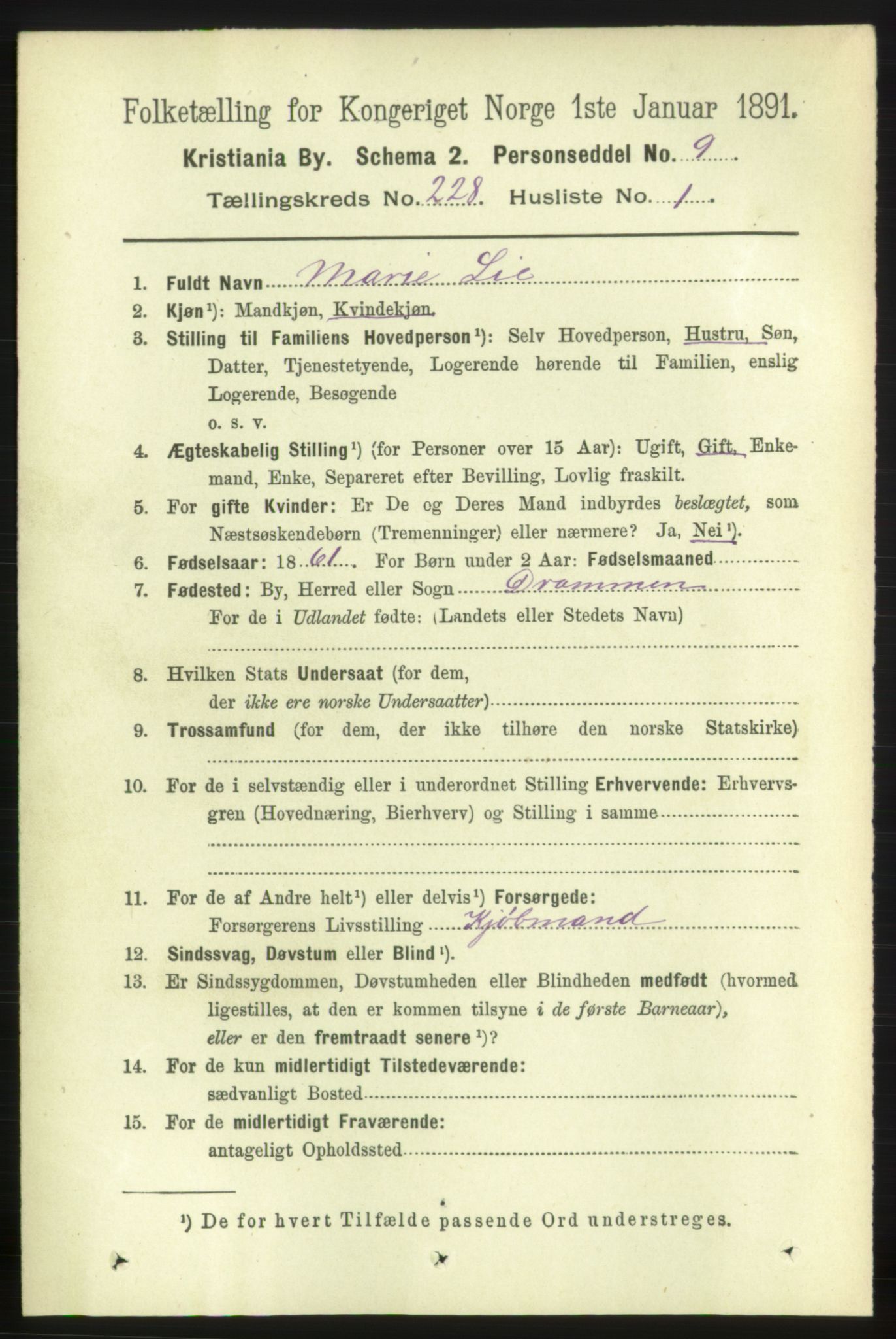 RA, 1891 census for 0301 Kristiania, 1891, p. 139286