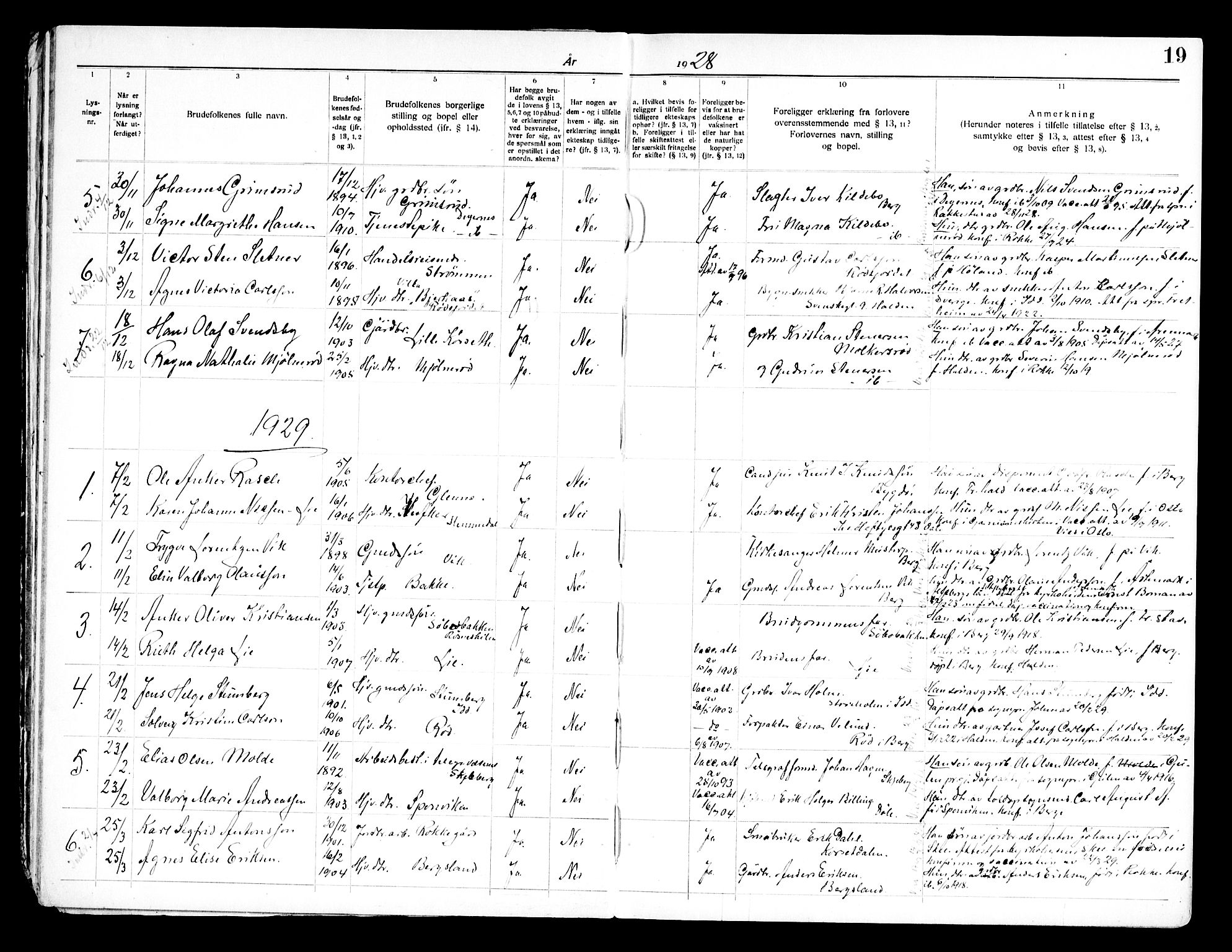 Berg prestekontor Kirkebøker, SAO/A-10902/H/Ha/L0002: Banns register no. I 2, 1919-1966, p. 19