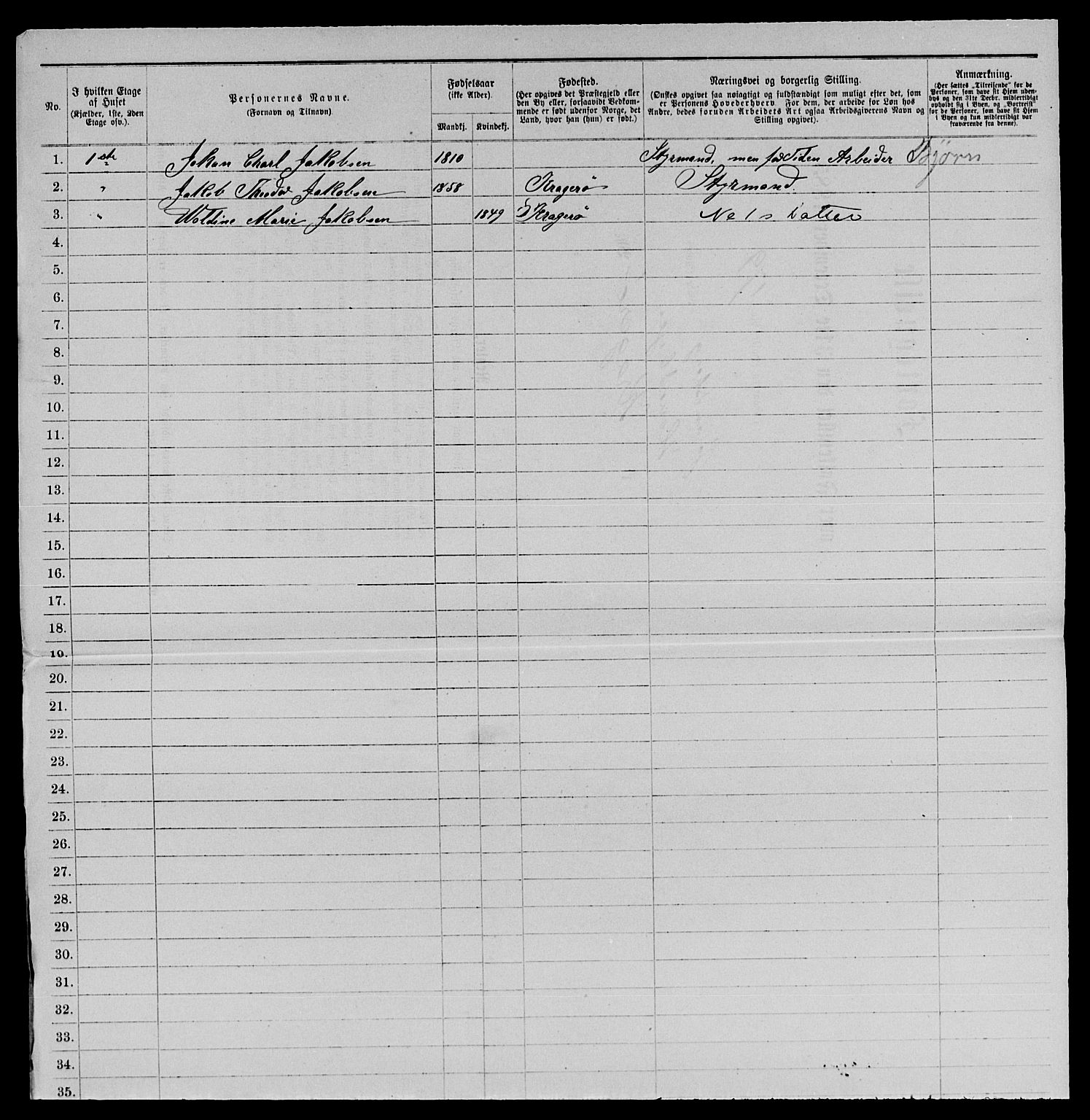 SAKO, 1885 census for 0801 Kragerø, 1885, p. 1373