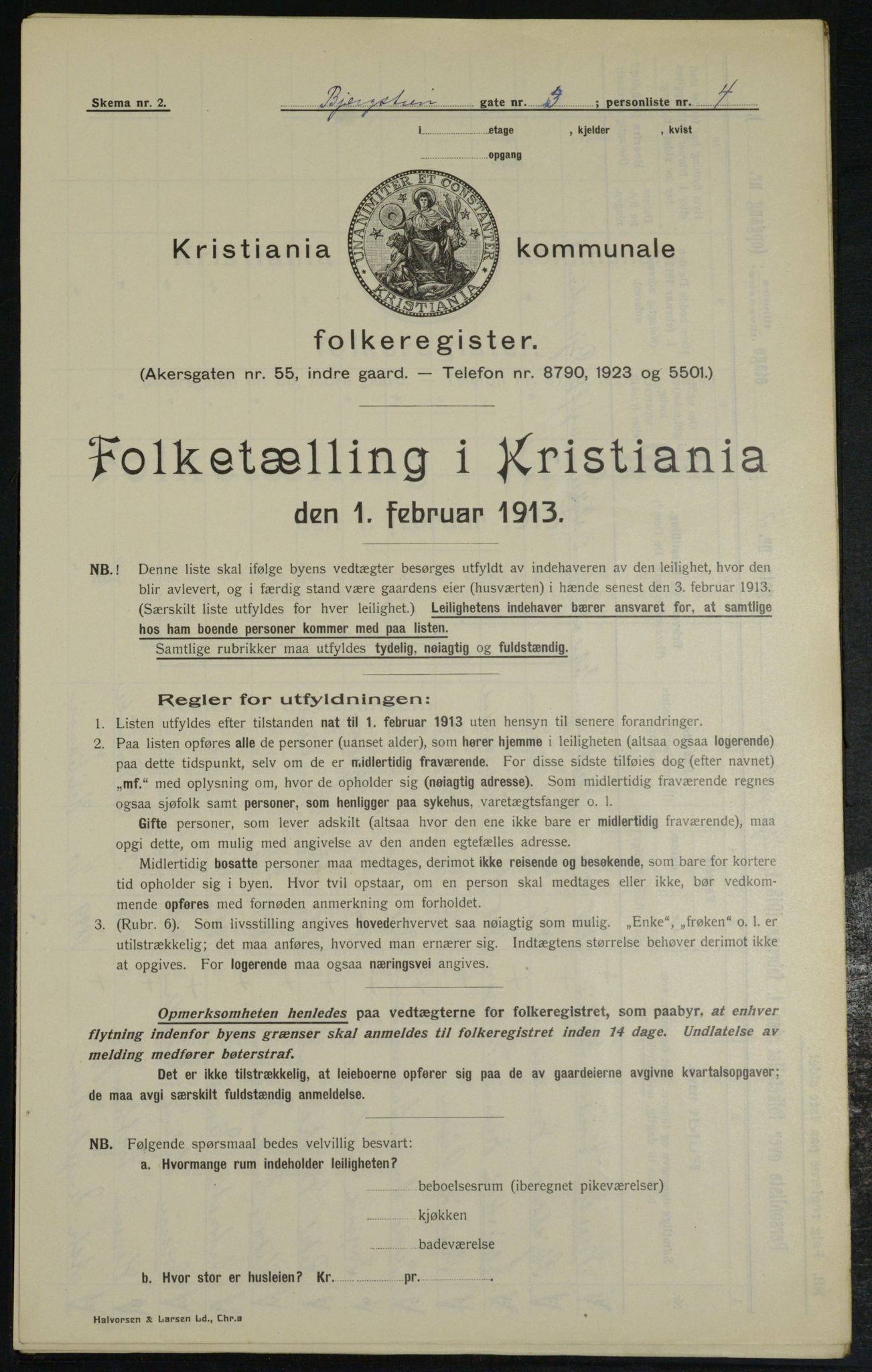 OBA, Municipal Census 1913 for Kristiania, 1913, p. 4182