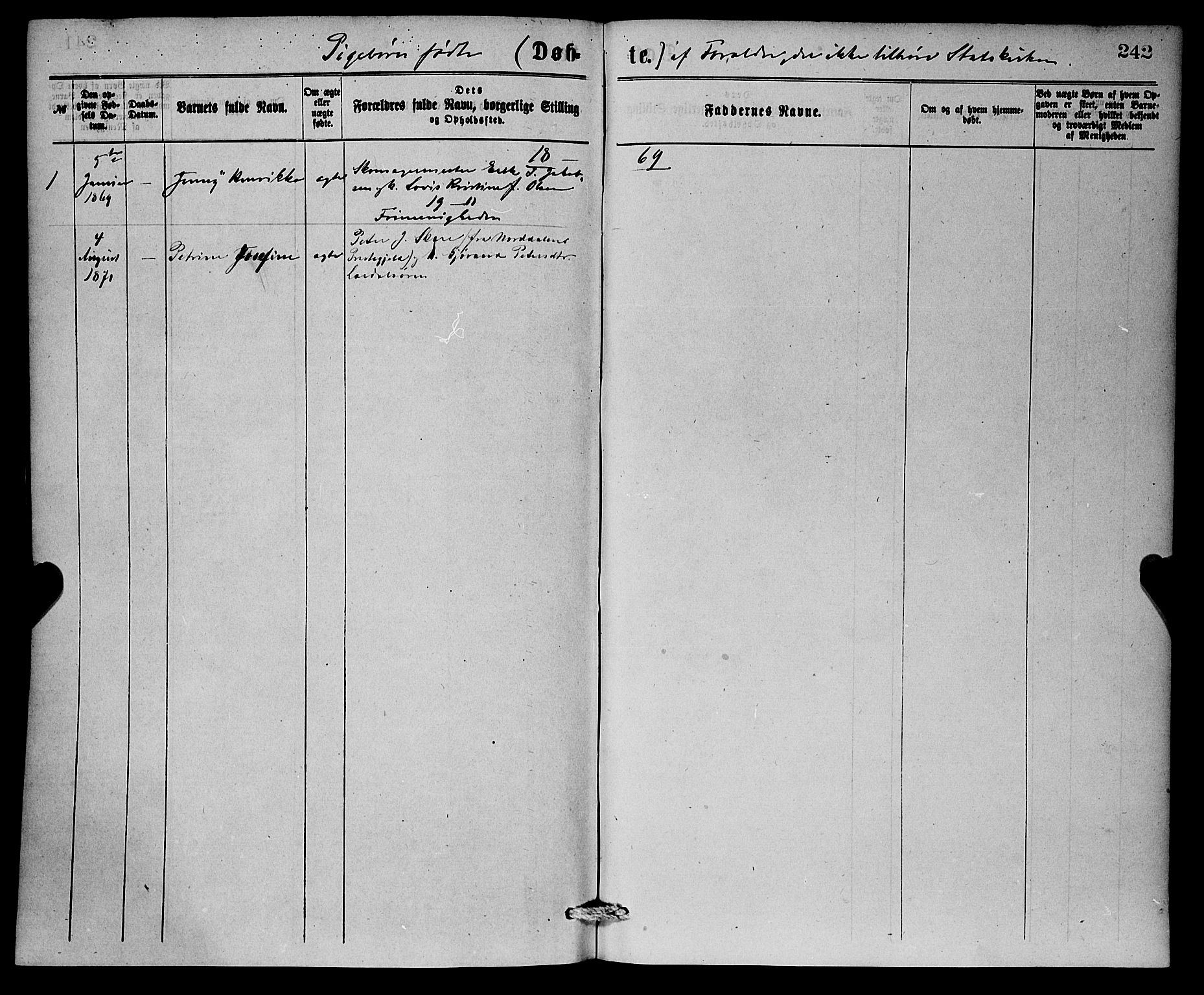 Korskirken sokneprestembete, SAB/A-76101/H/Hab: Parish register (copy) no. B 6, 1869-1874, p. 242