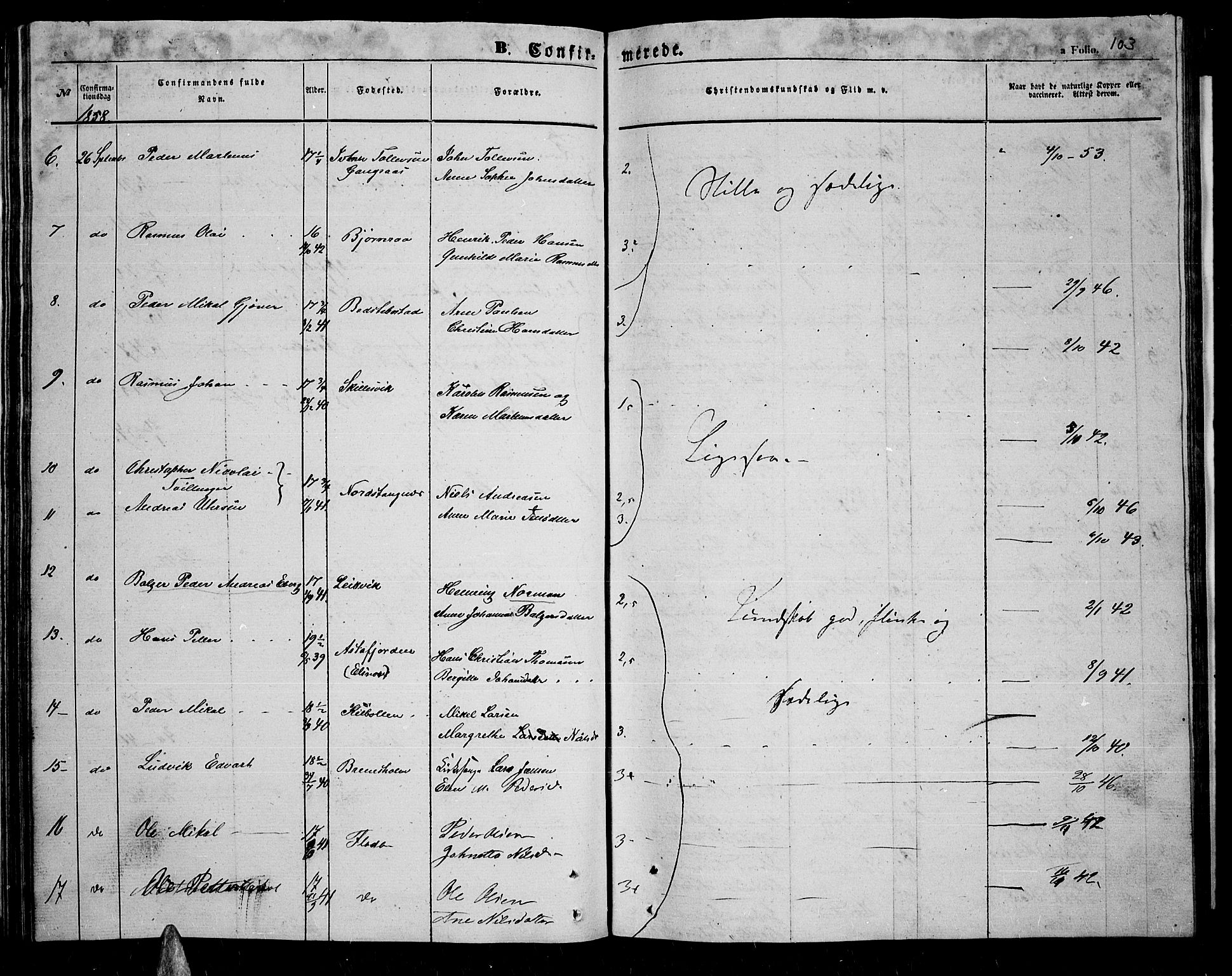 Trondenes sokneprestkontor, SATØ/S-1319/H/Hb/L0007klokker: Parish register (copy) no. 7, 1855-1862, p. 103