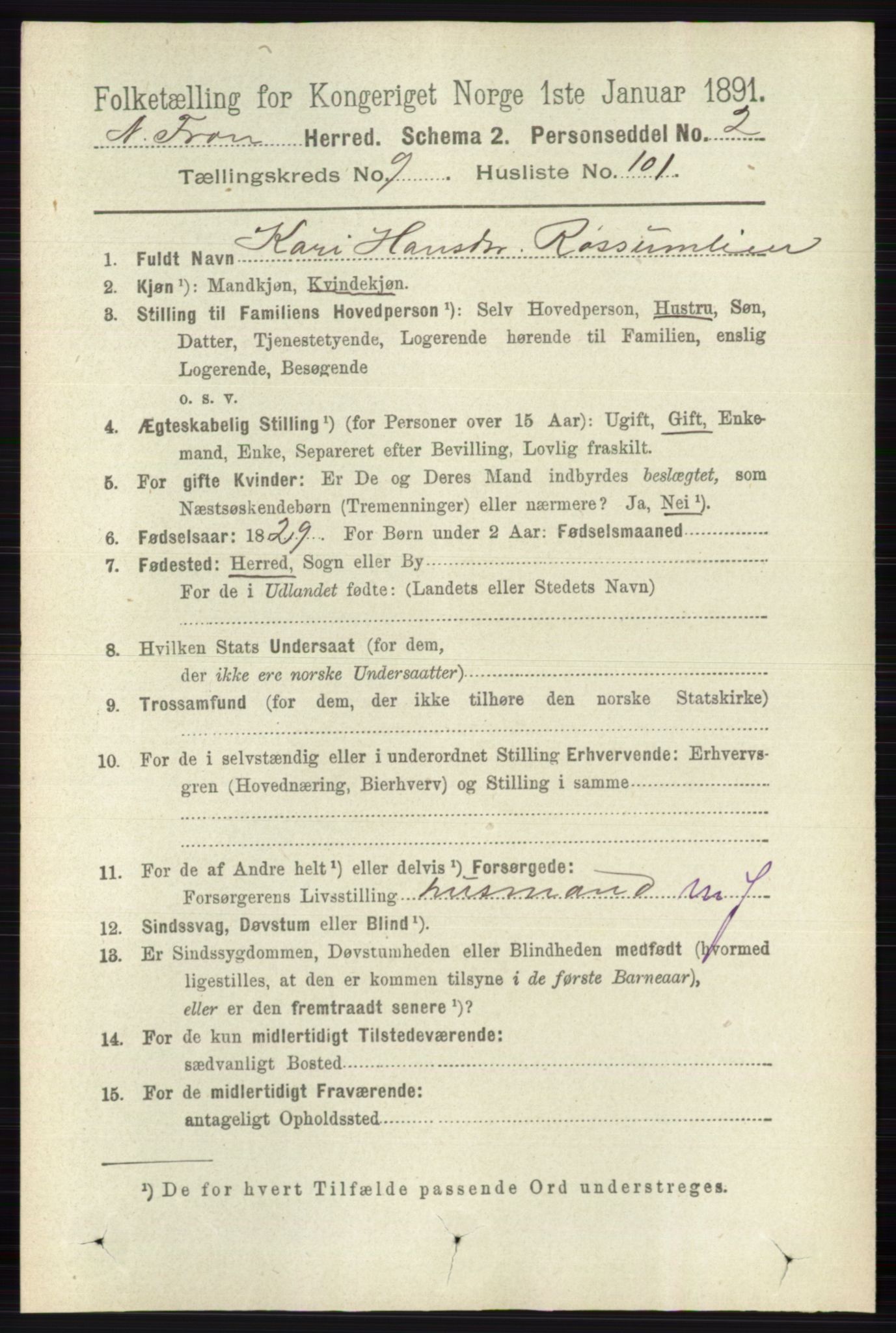 RA, 1891 census for 0518 Nord-Fron, 1891, p. 4256