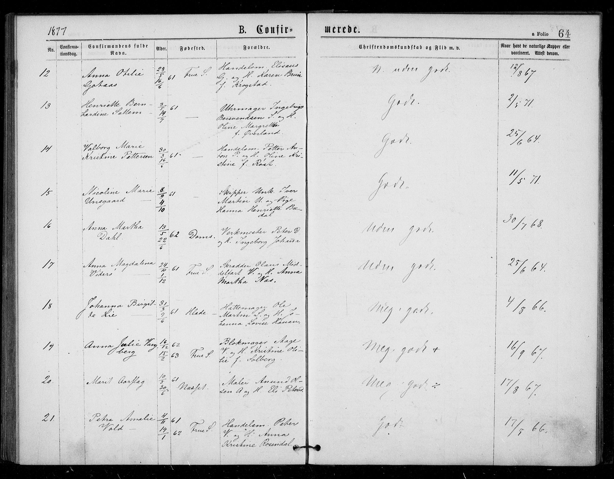 Ministerialprotokoller, klokkerbøker og fødselsregistre - Sør-Trøndelag, AV/SAT-A-1456/602/L0121: Parish register (official) no. 602A19, 1872-1879, p. 64