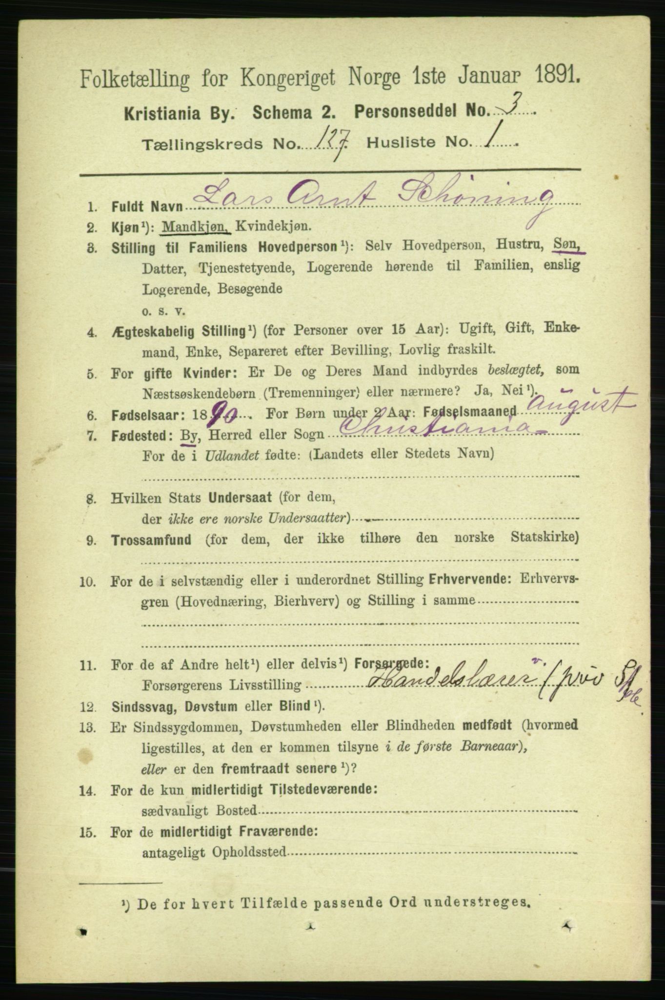RA, 1891 census for 0301 Kristiania, 1891, p. 67827