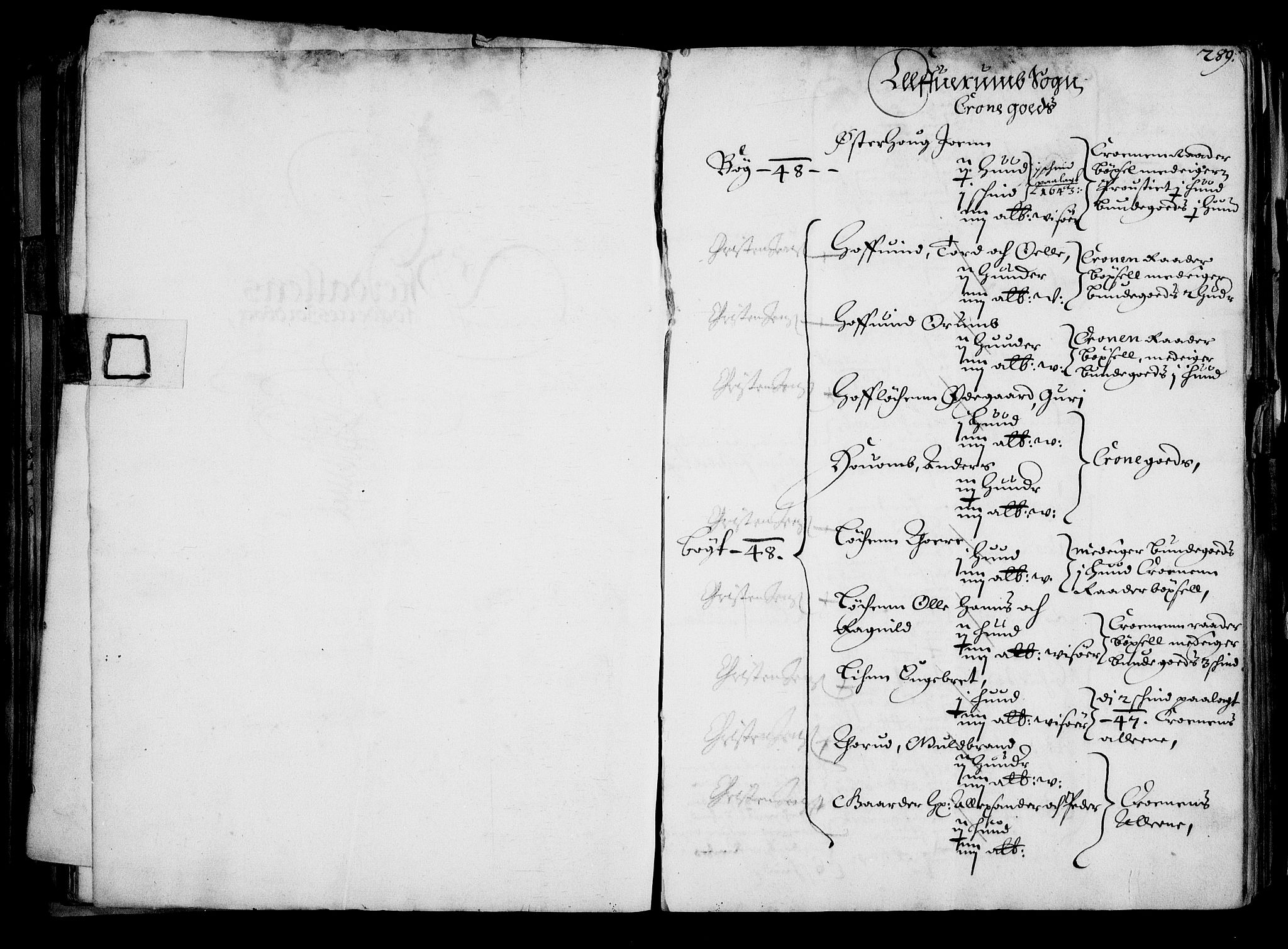 Rentekammeret inntil 1814, Realistisk ordnet avdeling, RA/EA-4070/N/Na/L0001: [XI f]: Akershus stifts jordebok, 1652, p. 288b-289a
