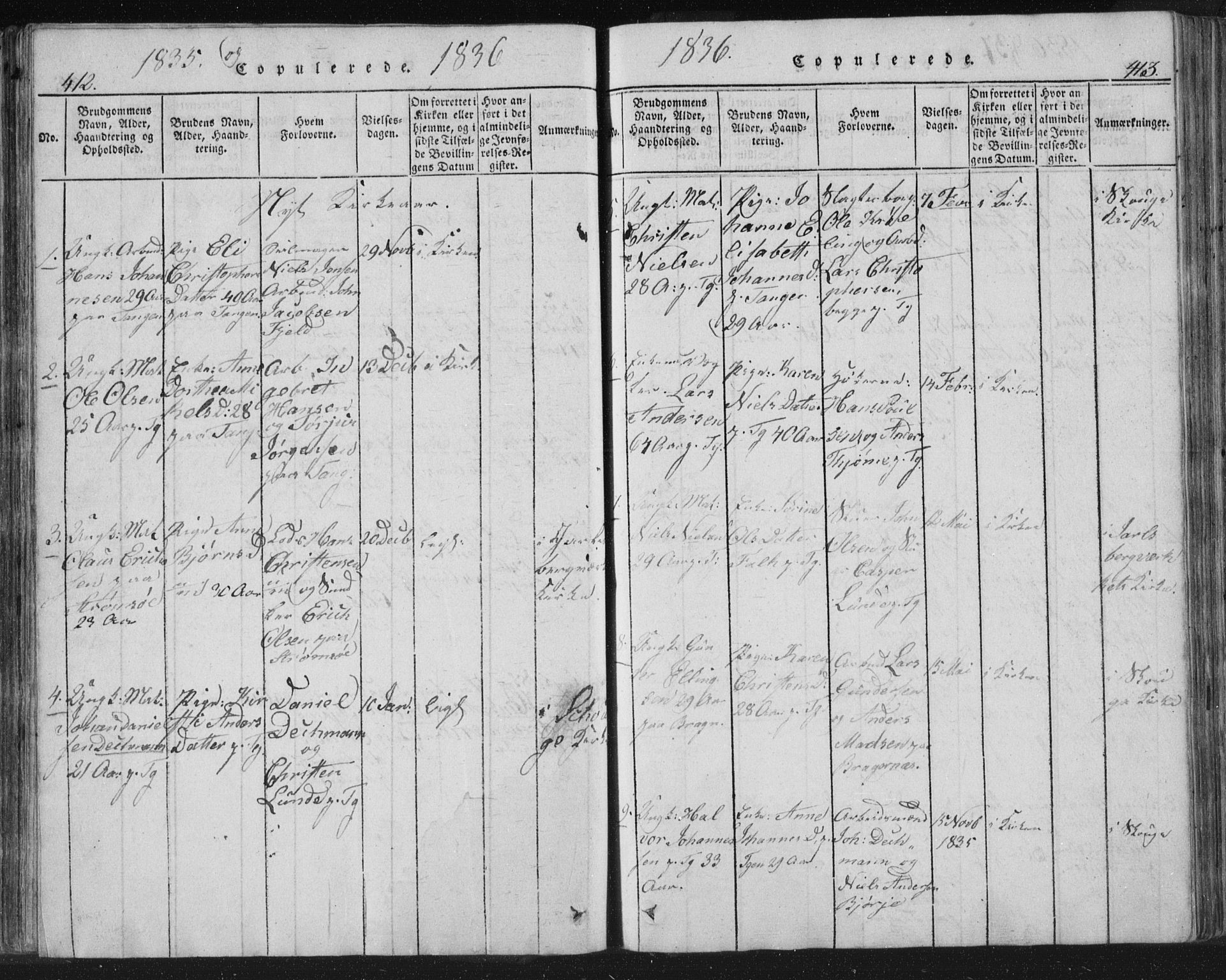 Strømsø kirkebøker, AV/SAKO-A-246/F/Fb/L0004: Parish register (official) no. II 4, 1814-1843, p. 412-413