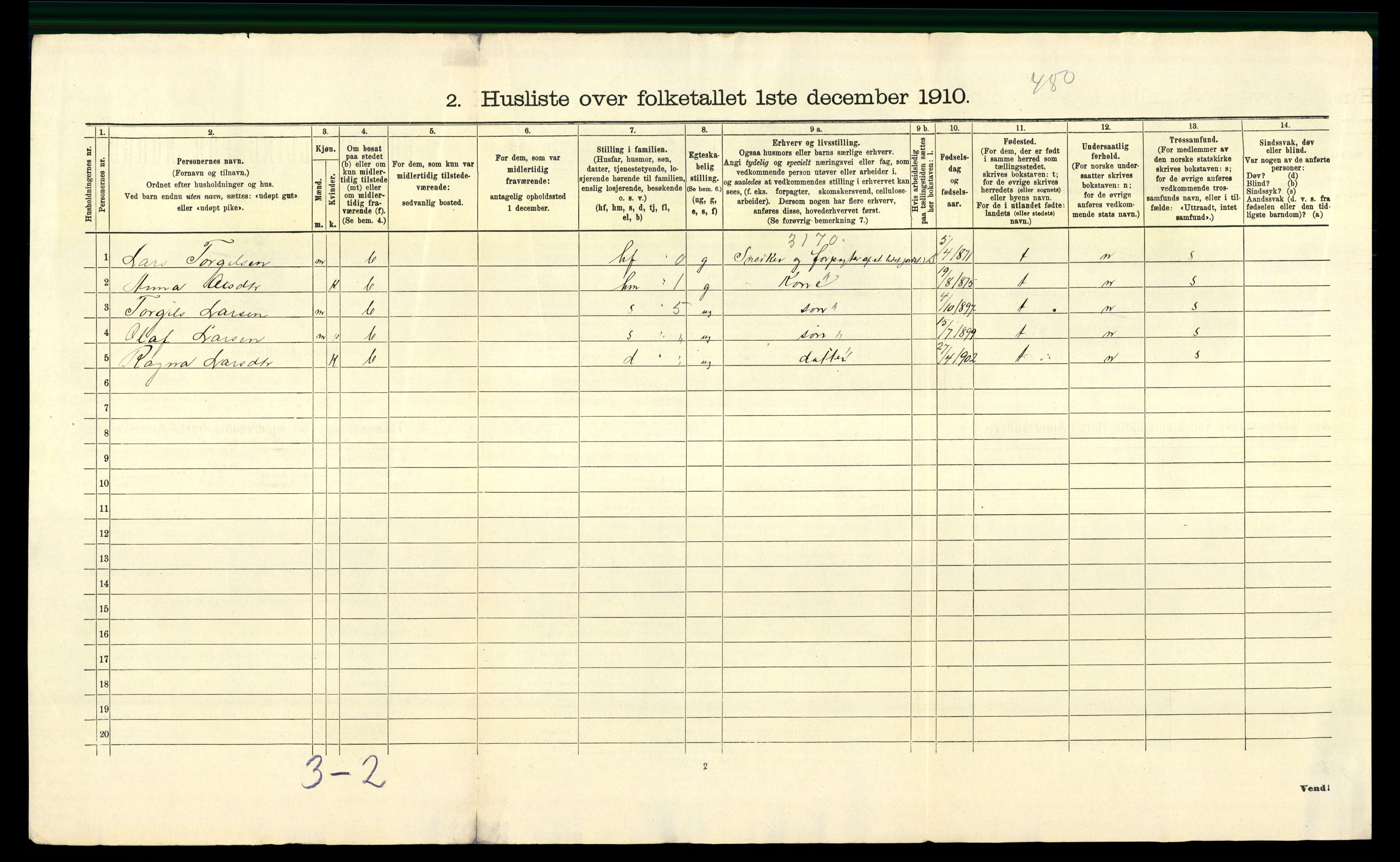 RA, 1910 census for Eidfjord, 1910, p. 26