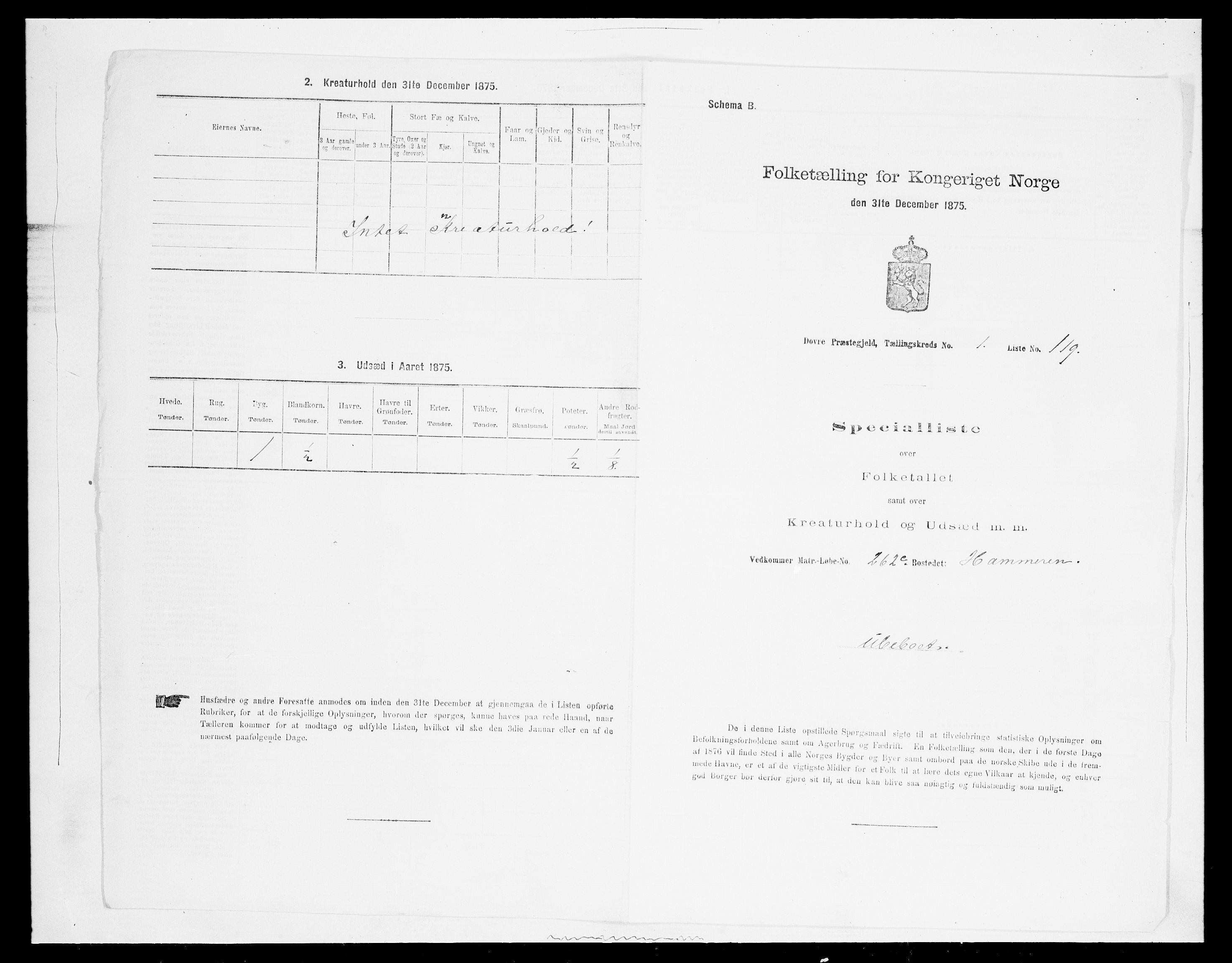 SAH, 1875 census for 0511P Dovre, 1875, p. 295